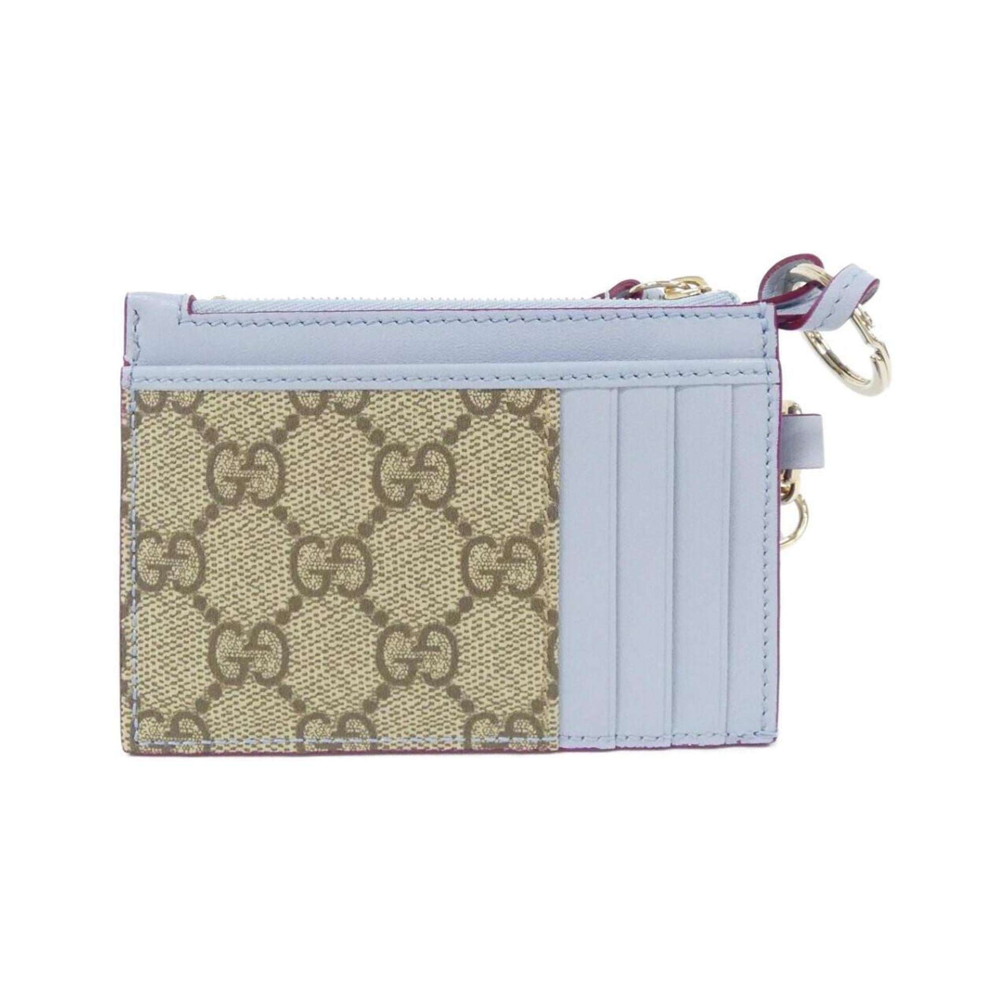 Gucci Beige Light Blue Gg Supreme Canvas Leather Coin Purse/Coin Case (Pre-Owned)