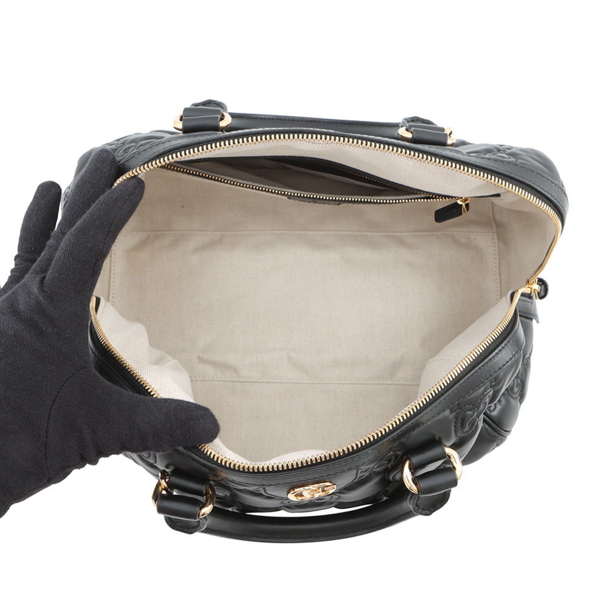 Gucci Black Leather Handbag Shoulder Bag (Pre-Owned)