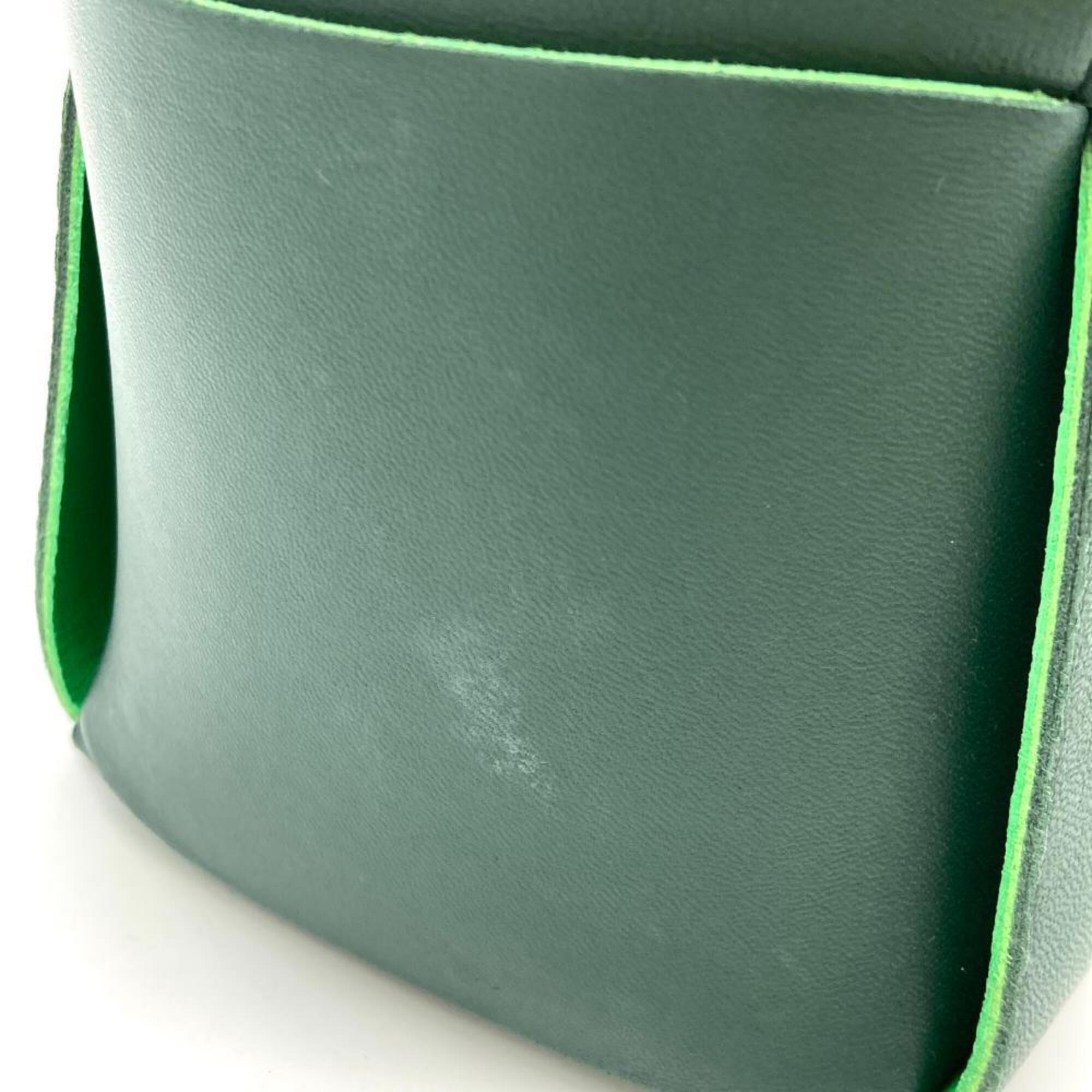 Bottega Veneta Green Leather Handbag Pouch Tote Bag (Pre-Owned)