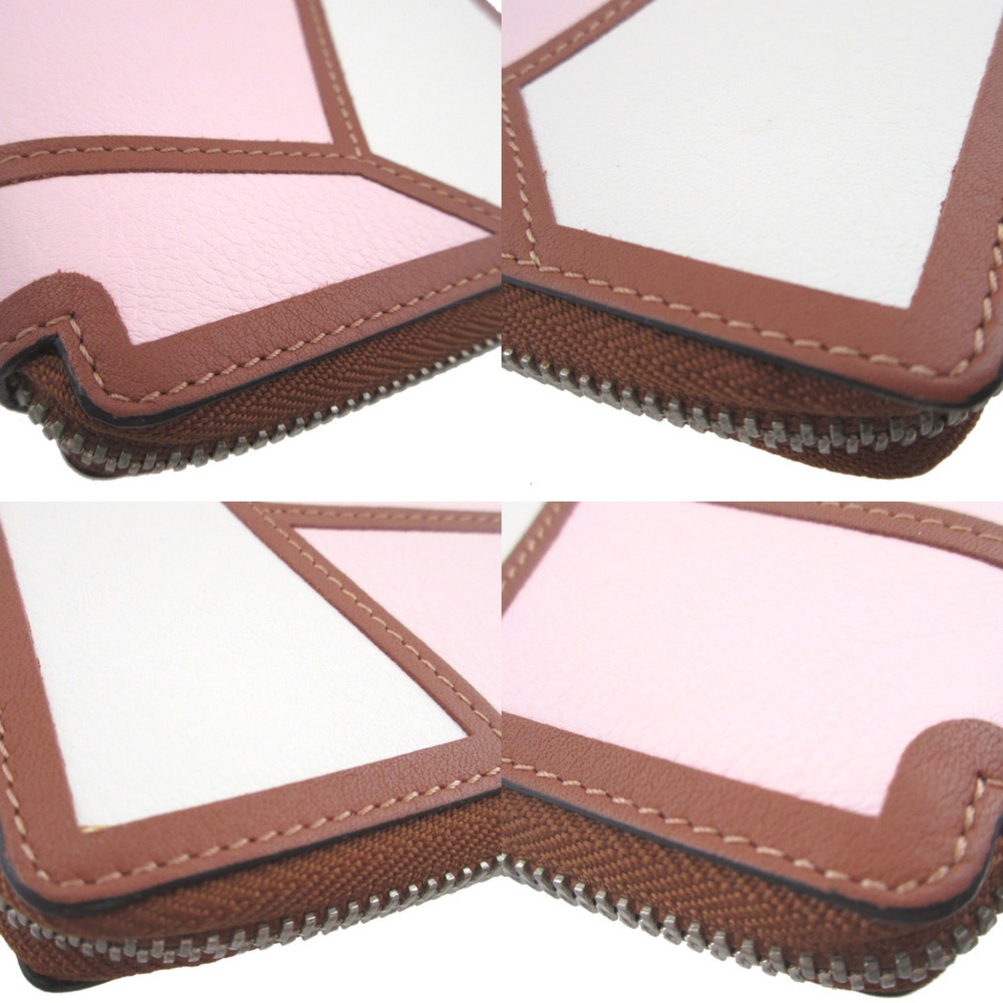 Loewe Brown Ivory Pink Leather Wallet (Tri-Fold) (Pre-Owned)