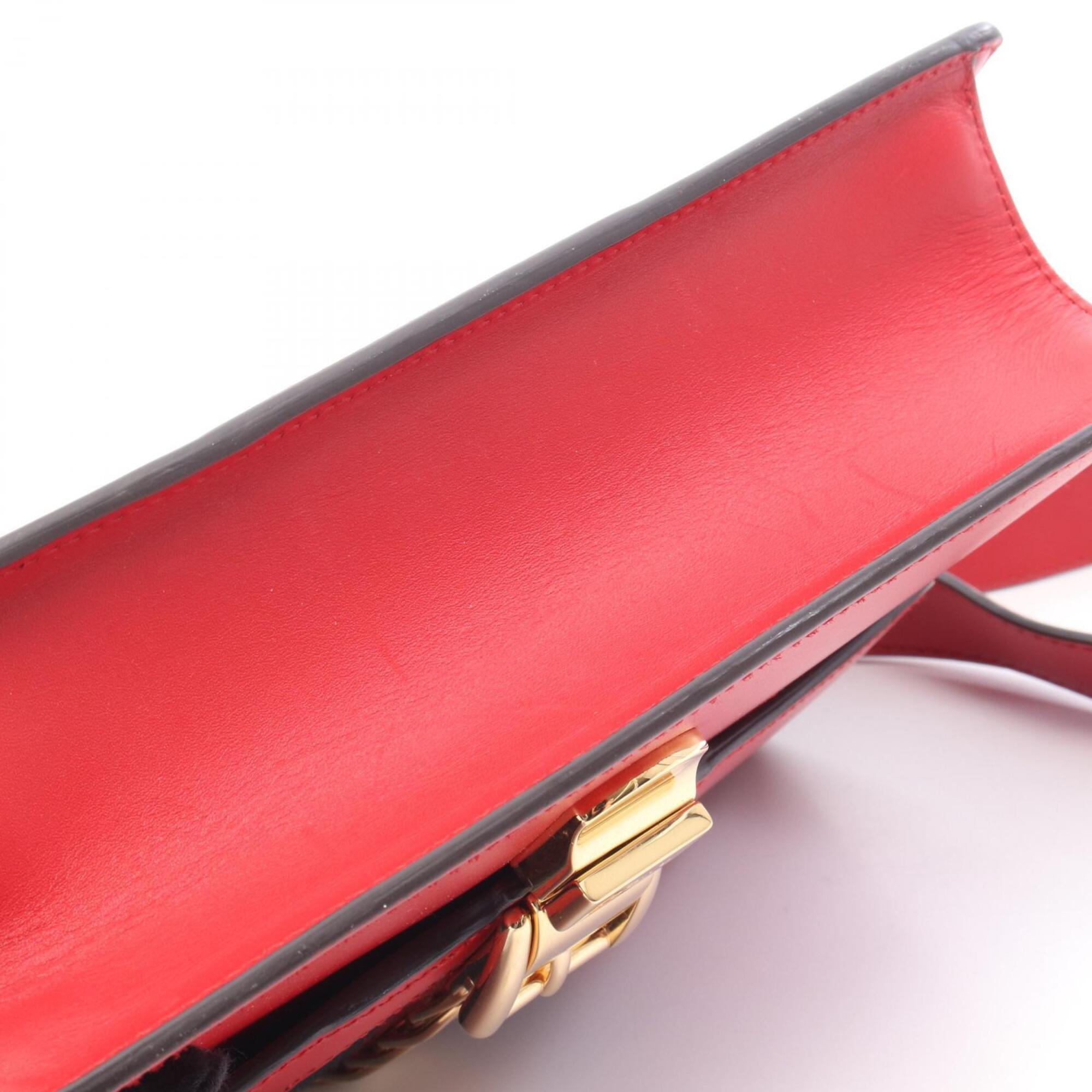 Gucci Red Color Leather Handbag Shoulder Bag (Pre-Owned)