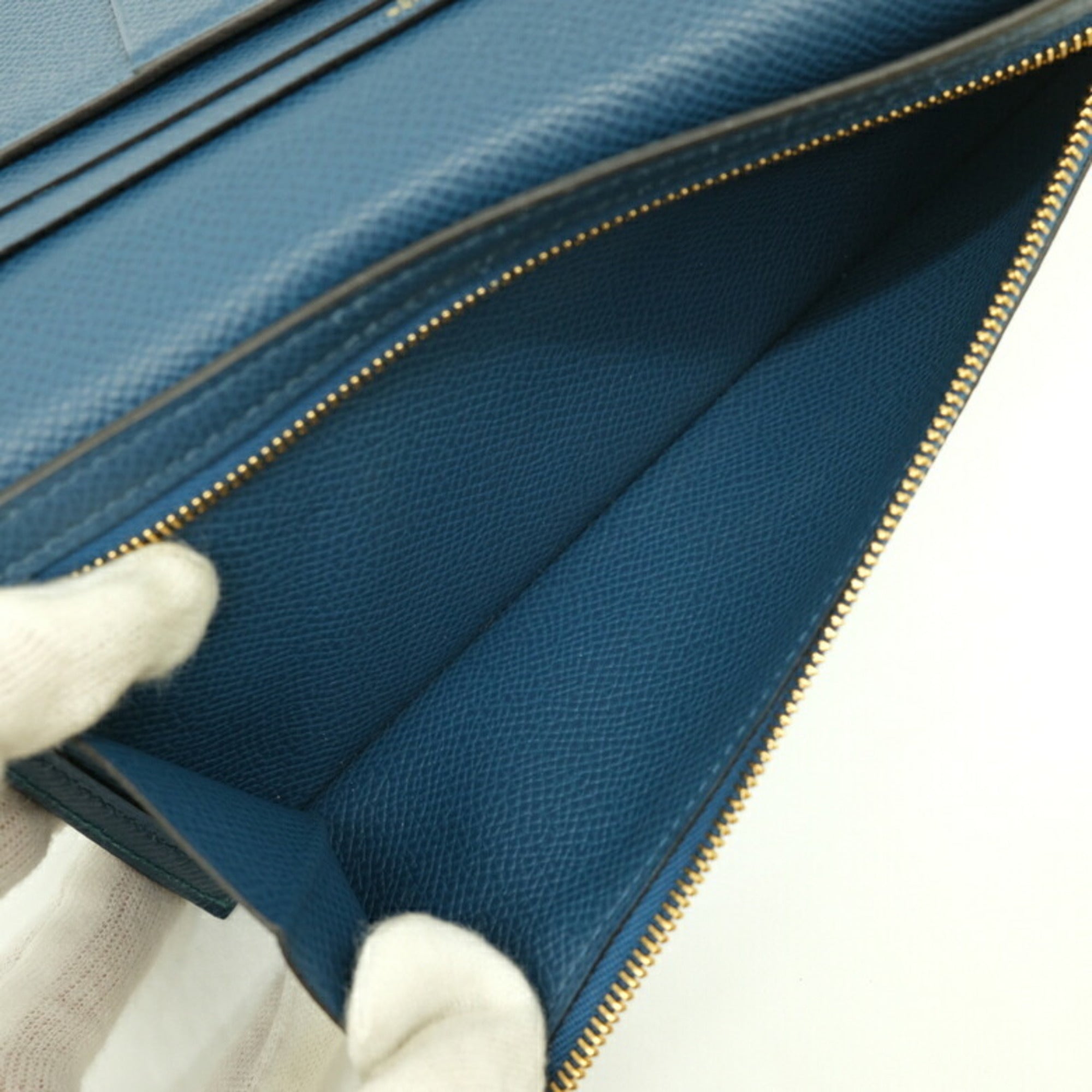 Hermes Blue Epsom Leather Long Wallet (Bi-Fold) (Pre-Owned)