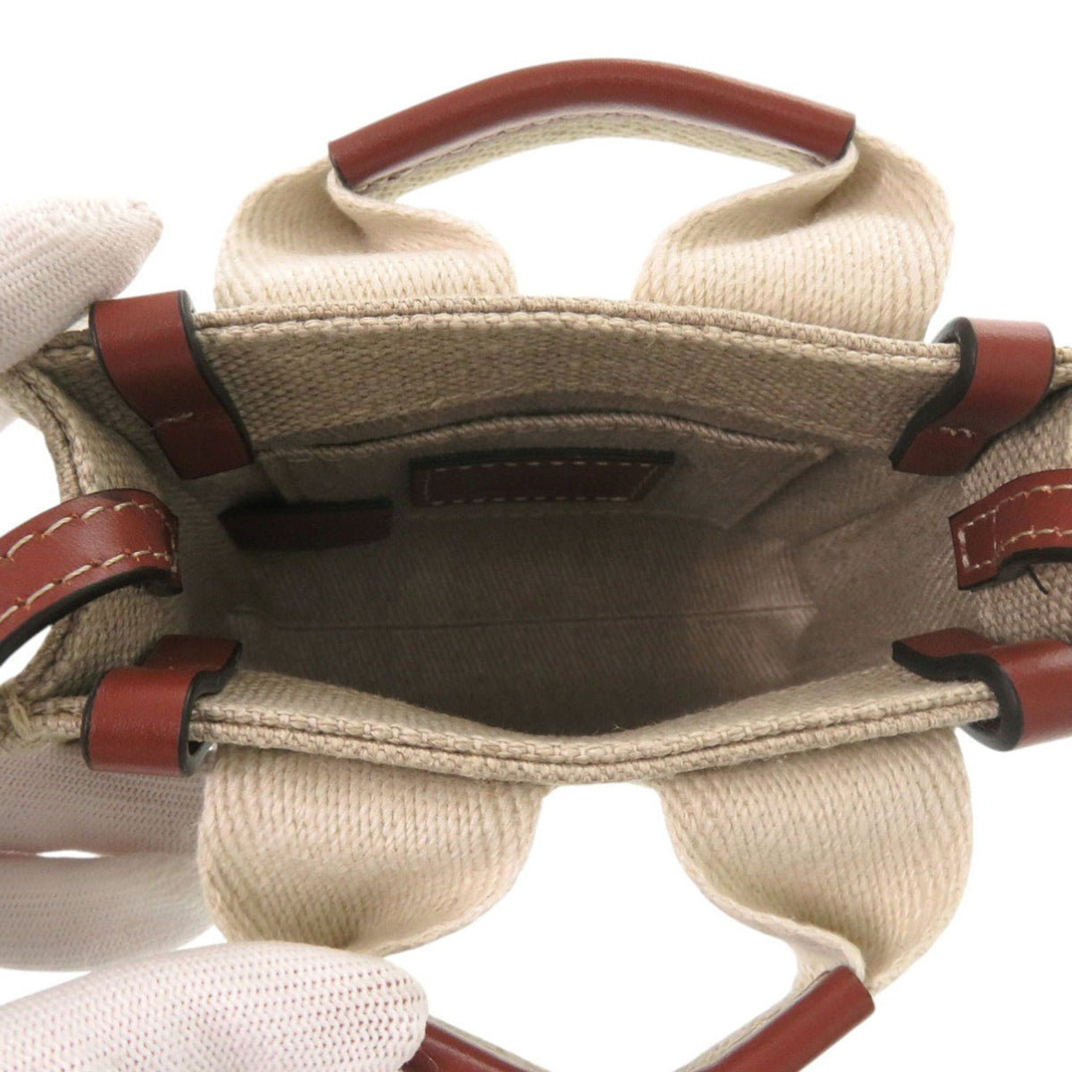 Chloé Beige Brown Leather Canvas Shoulder Bag (Pre-Owned)