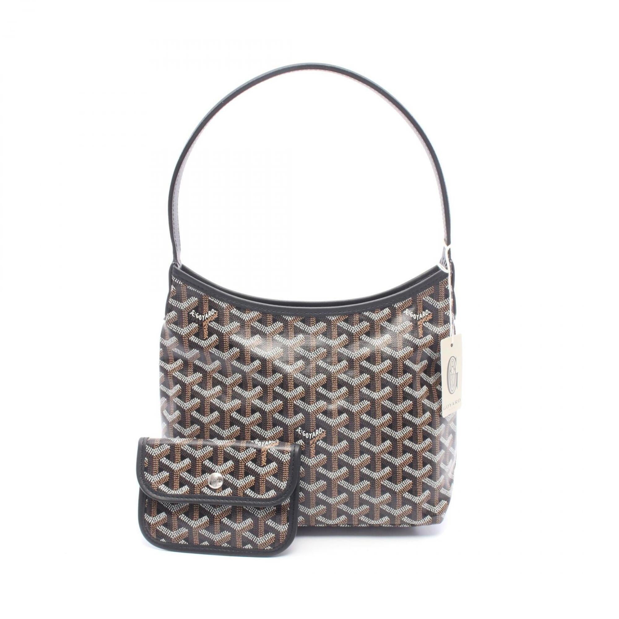 Goyard Black Brown White Coated Canvas Leather Handbag Pouch (Pre-Owned)