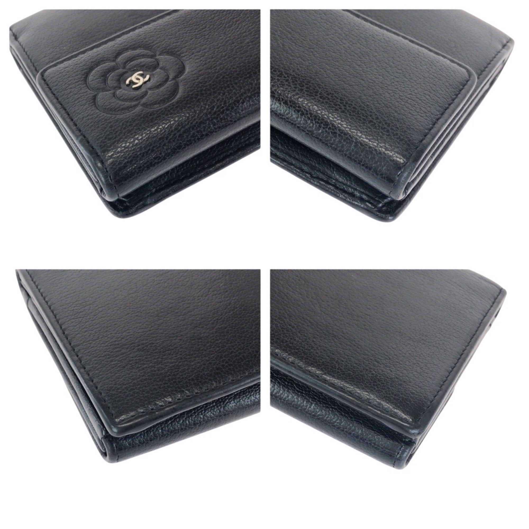 Chanel Black Leather Long Wallet (Bi-Fold) (Pre-Owned)