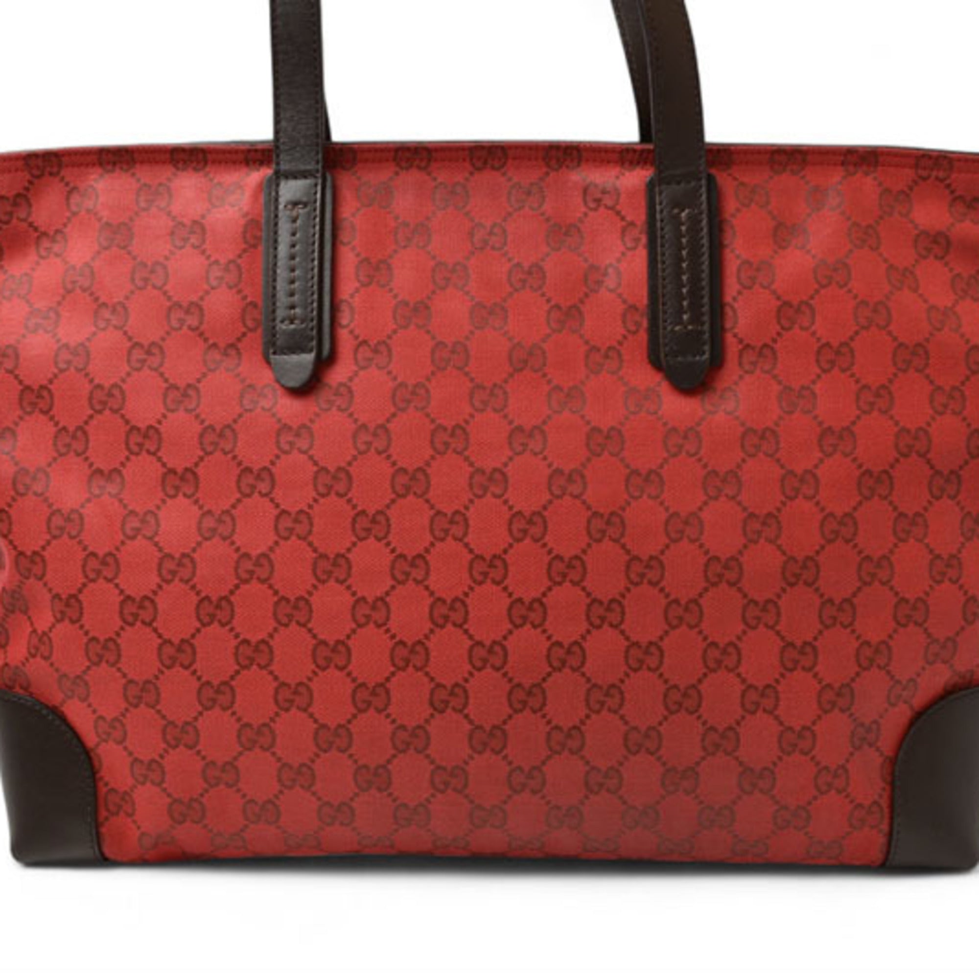 Gucci Dark Red Red Color Coated Canvas Shoulder Bag Tote Bag (Pre-Owned)