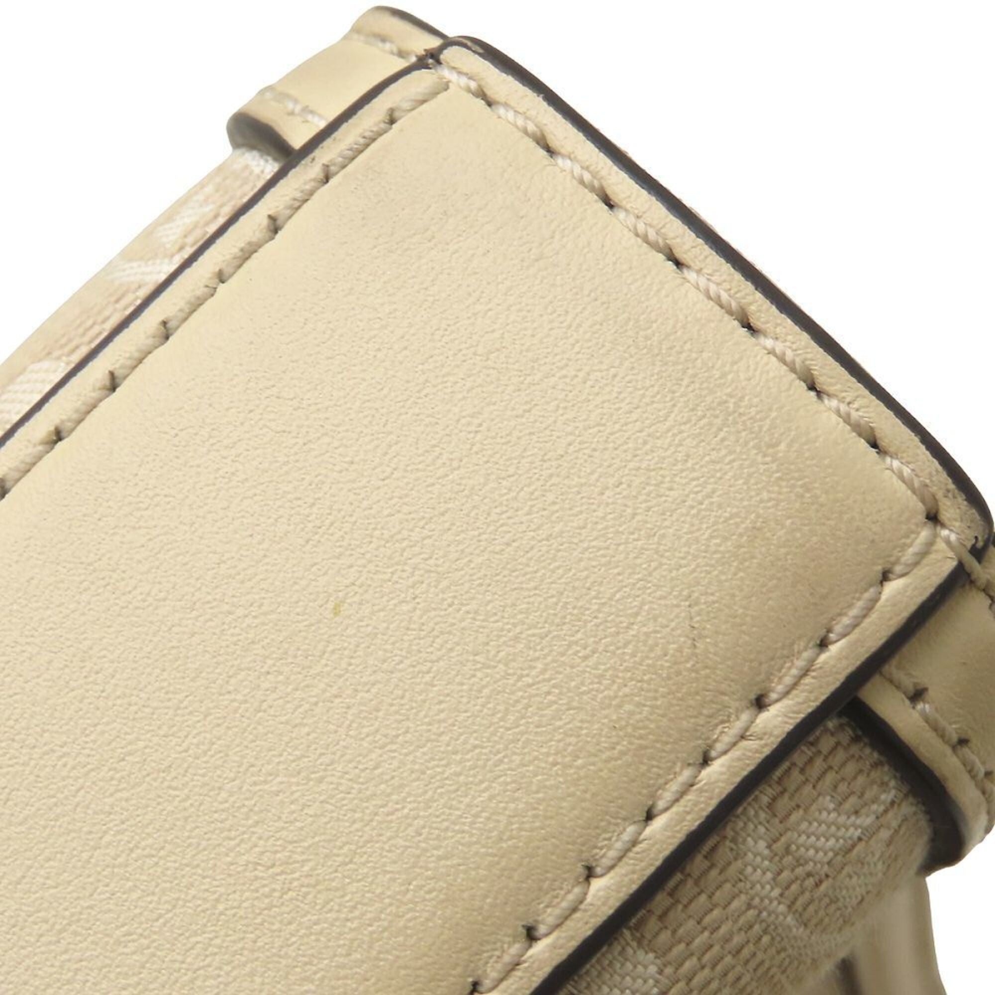 Tory Burch Brown Ivory Canvas Leather Shoulder Bag (Pre-Owned)
