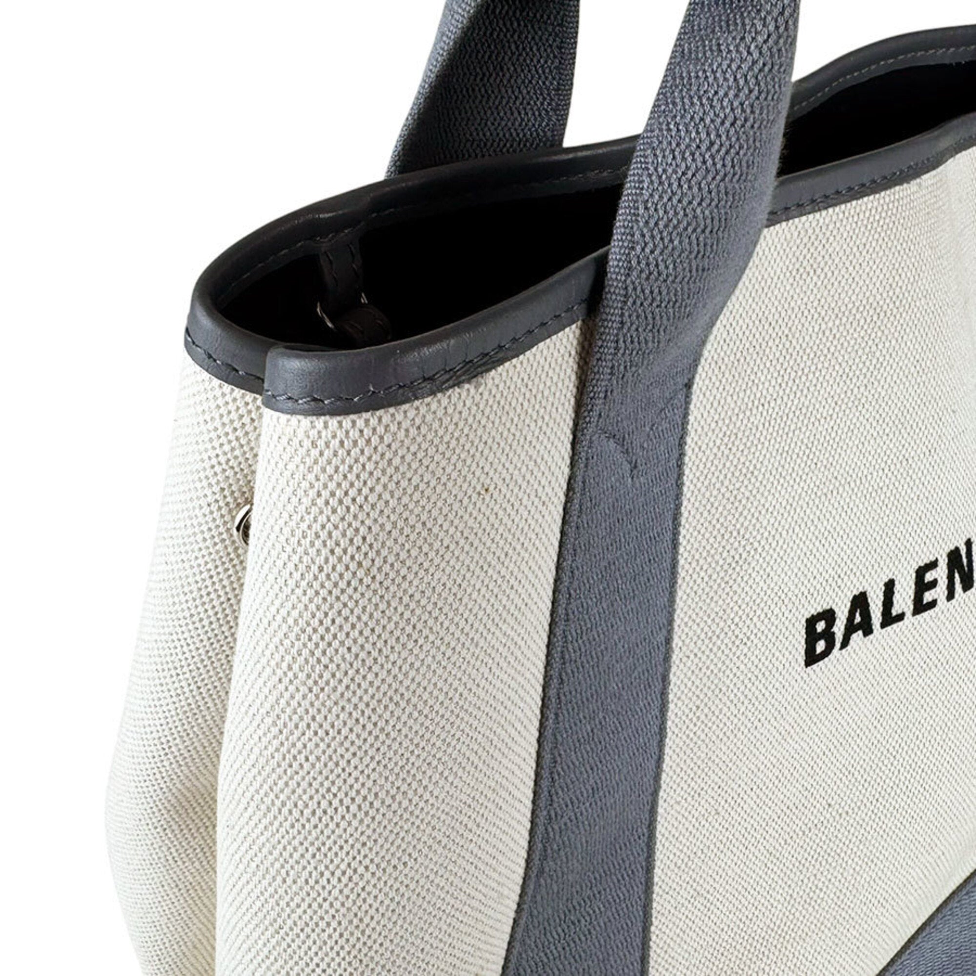 Balenciaga Gray Ivory Canvas Leather Handbag (Pre-Owned)