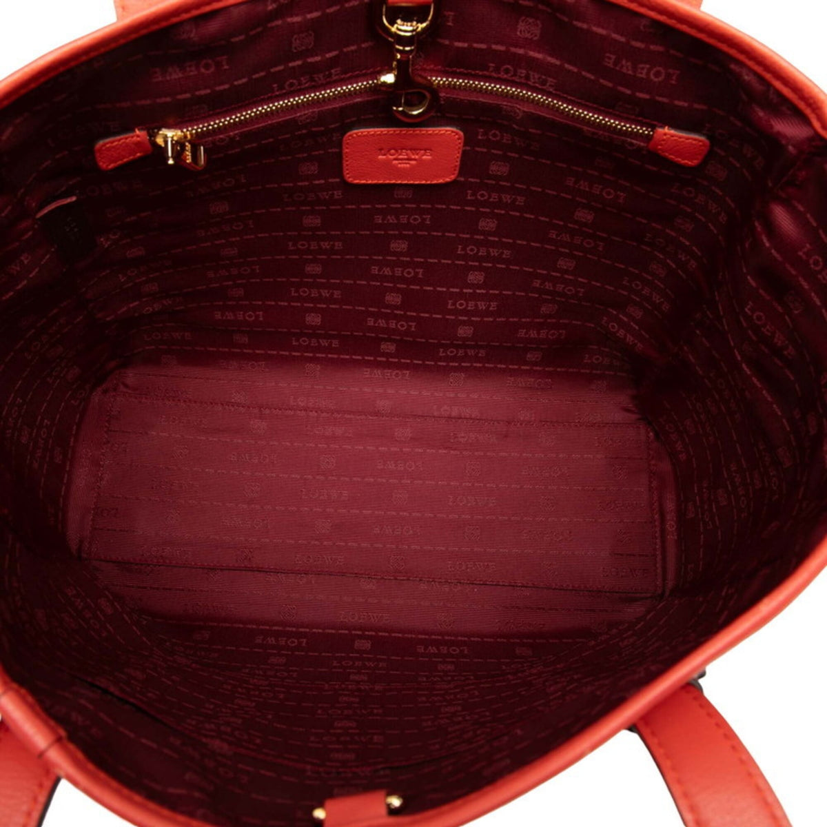 Loewe Red Color Leather Shoulder Bag Tote Bag (Pre-Owned)
