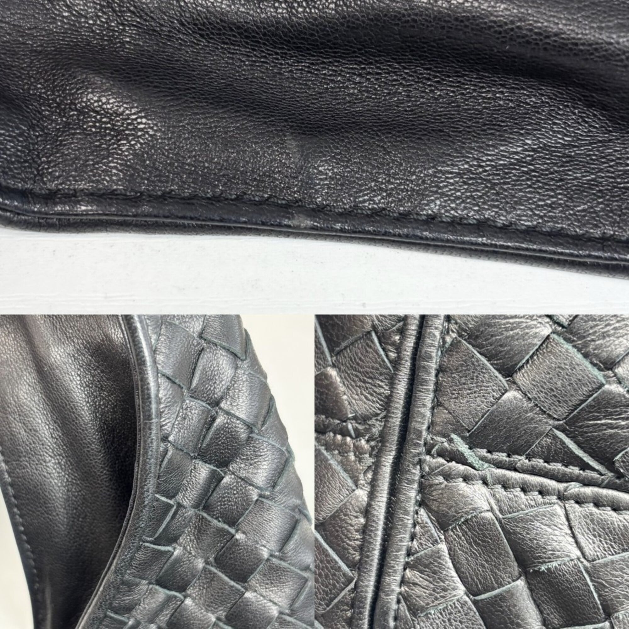 Bottega Veneta Intrecciato Black Leather Handbag (Pre-Owned)