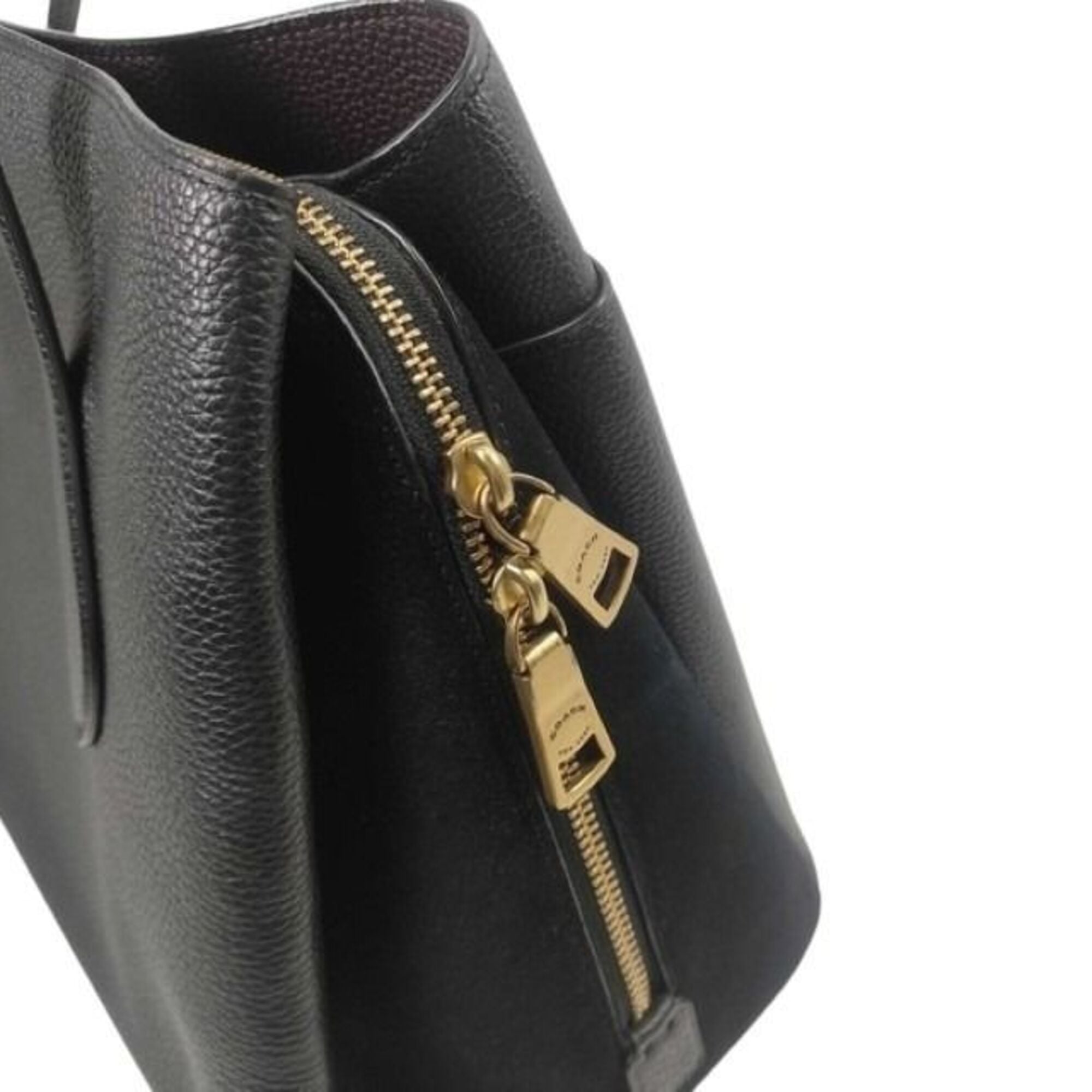 Coach Black Leather Handbag Tote Bag (Pre-Owned)