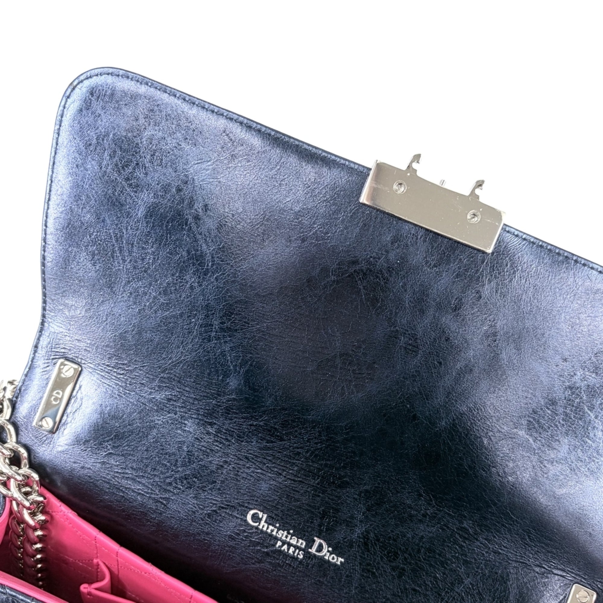 Christian Dior Blue Metallic Leather Handbag Shoulder Bag (Pre-Owned)