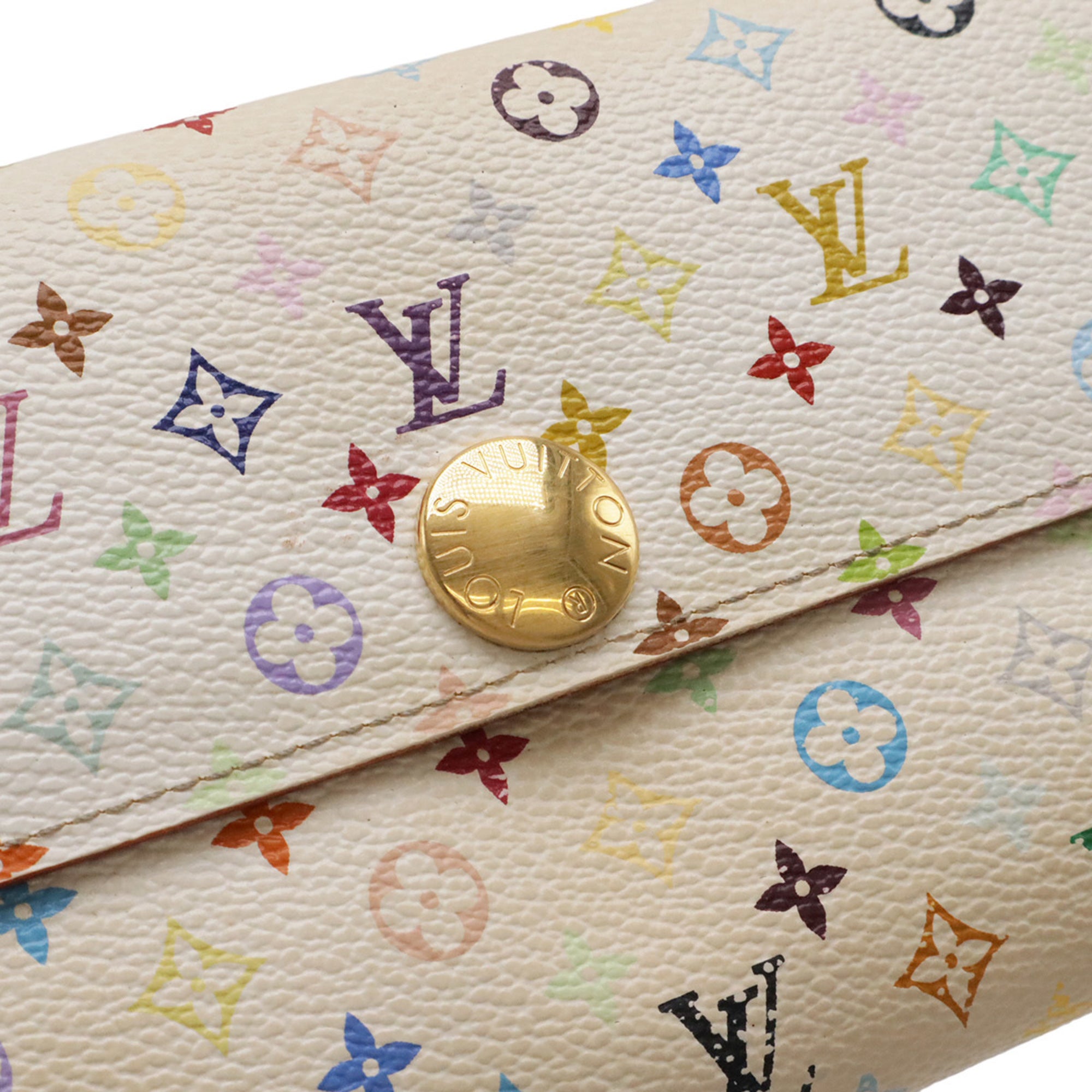 Louis Vuitton Blanc Litchi Monogram Canvas Long Wallet (Bi-Fold) (Pre-Owned)