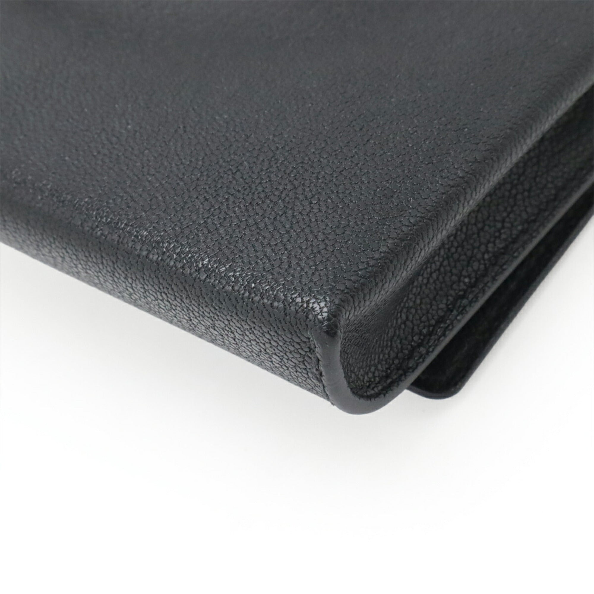 Hermes Black Leather Clutch Bag Pochette Shoulder Bag (Pre-Owned)