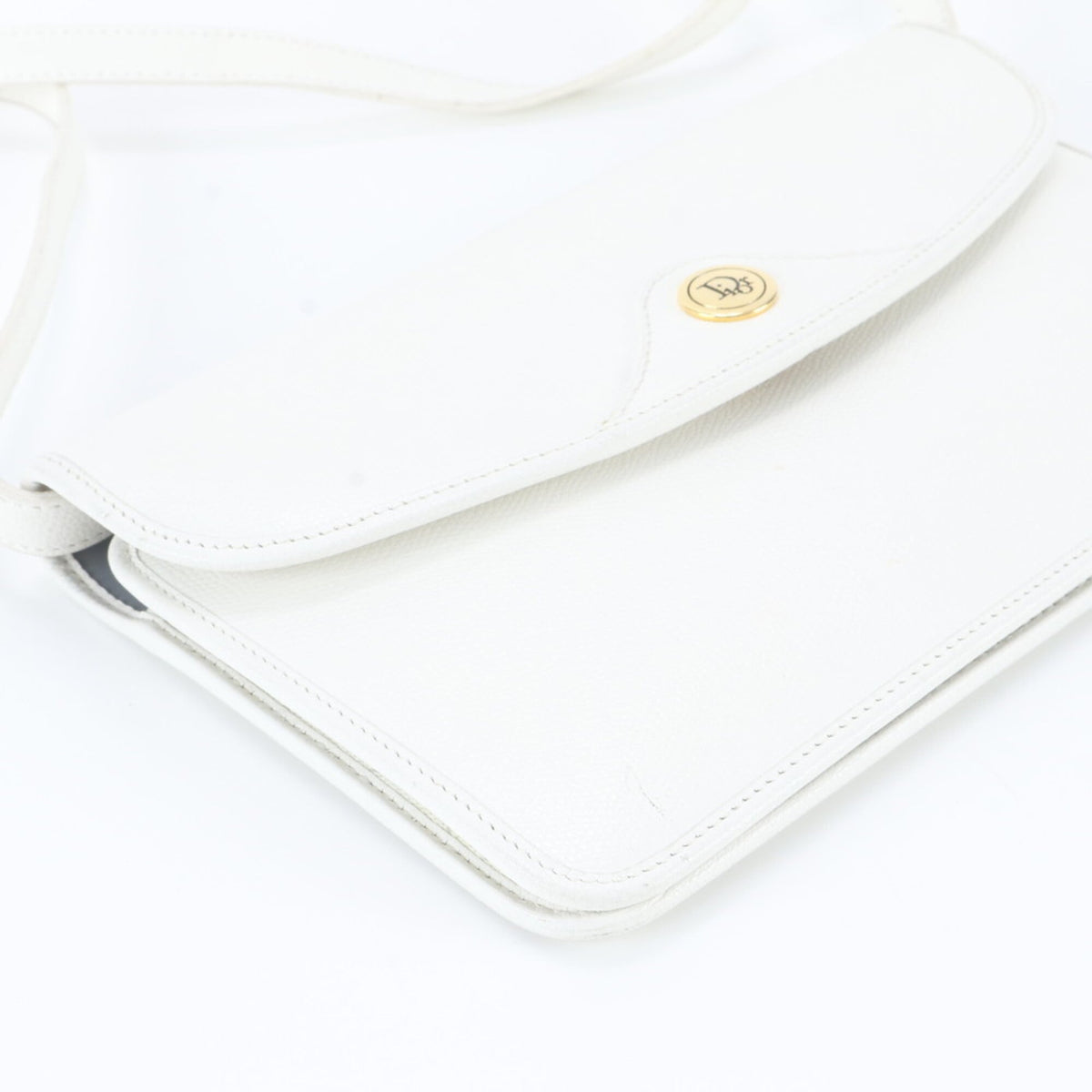 Christian Dior White Leather Crossbody Bag Shoulder Bag Tote Bag (Pre-Owned)