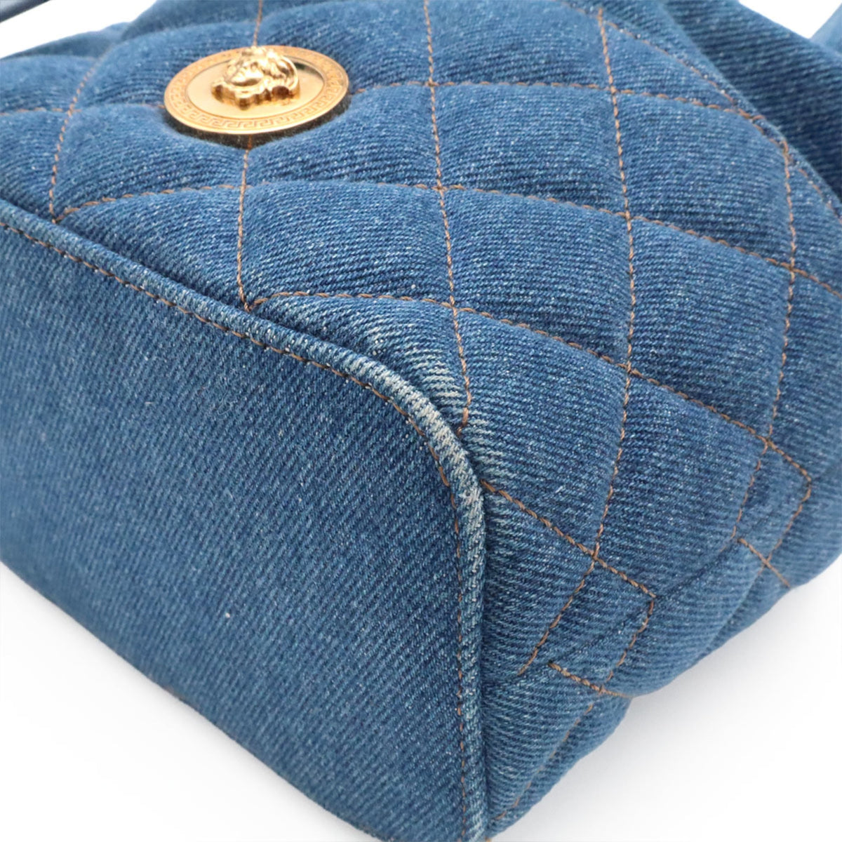 Versace Blue Denim Handbag Shoulder Bag (Pre-Owned)