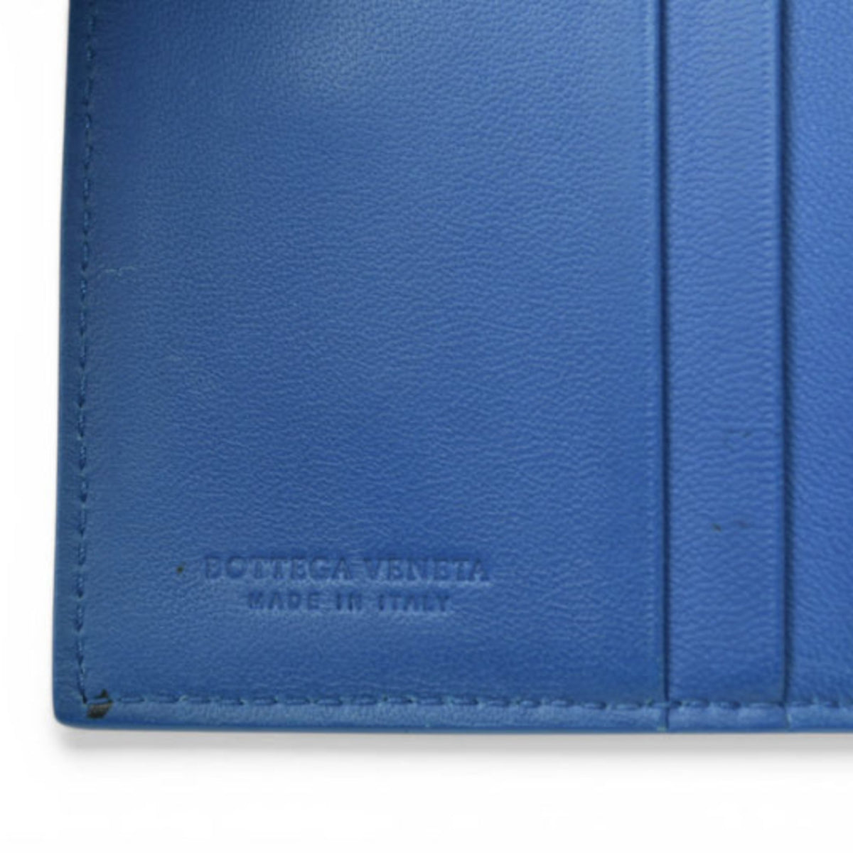 Bottega Veneta Intrecciato Blue Leather Wallet (Bi-Fold) (Pre-Owned)