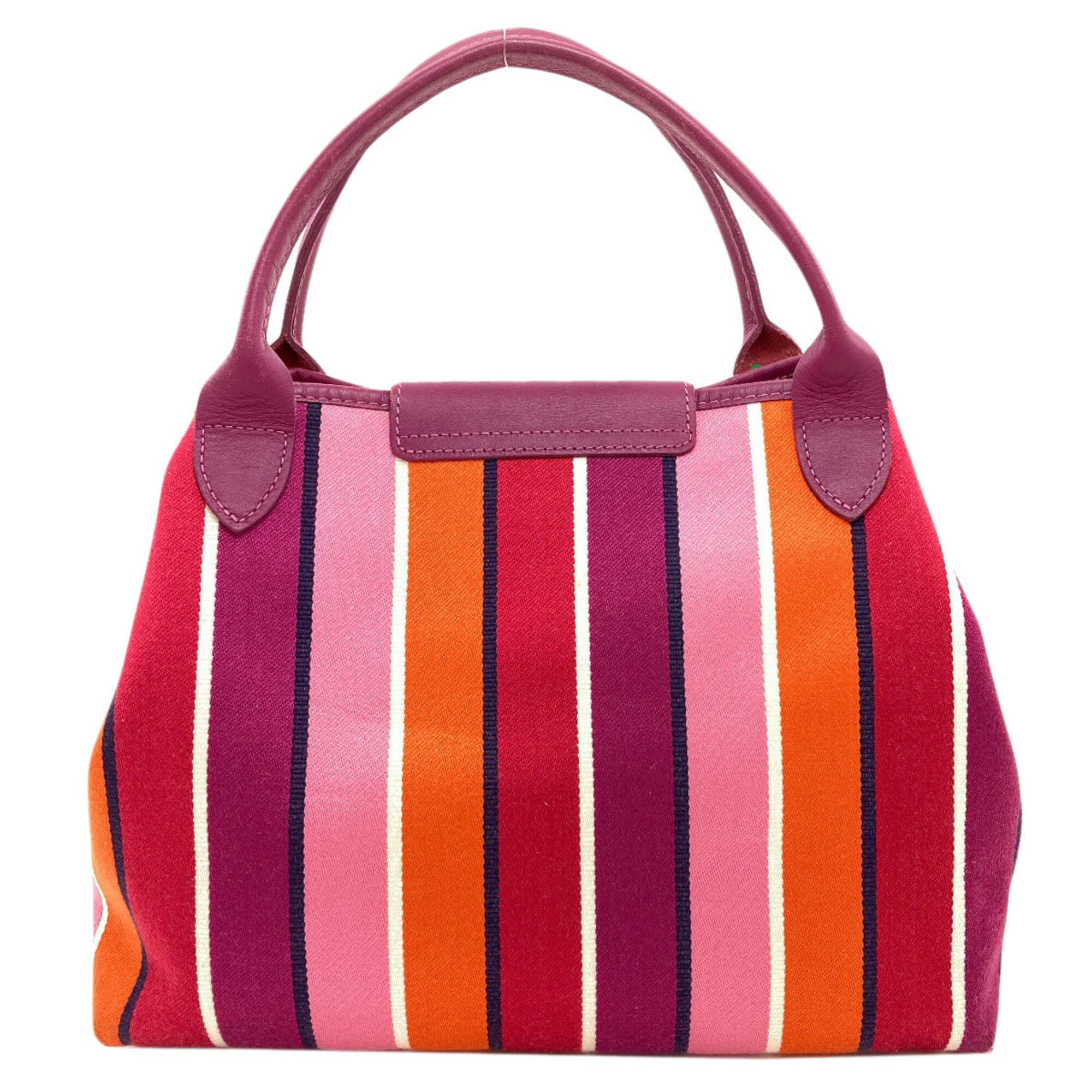 Longchamp Orange Pink Purple Canvas Tote Bag (Pre-Owned)