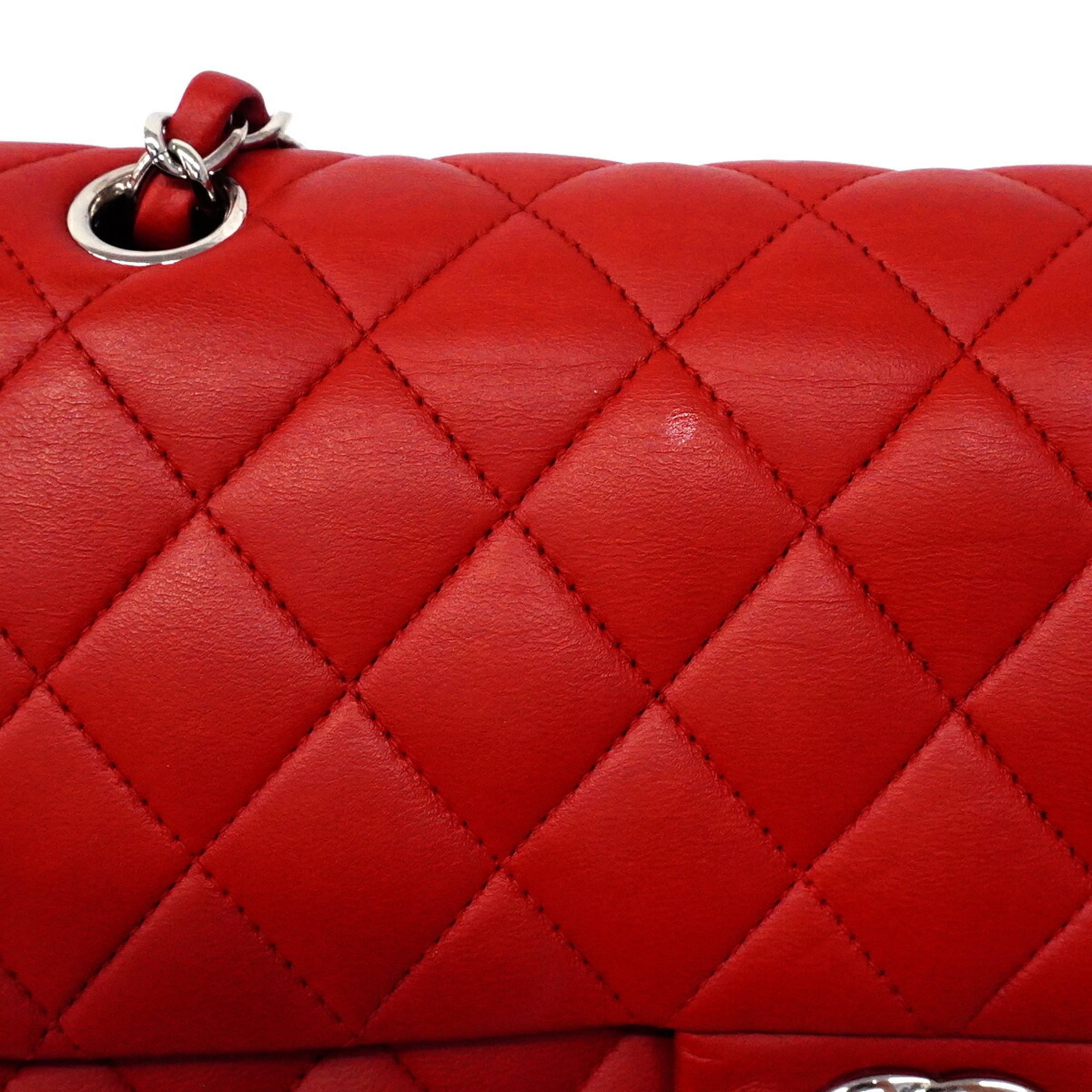 Chanel Red Color Leather Shoulder Bag (Pre-Owned)