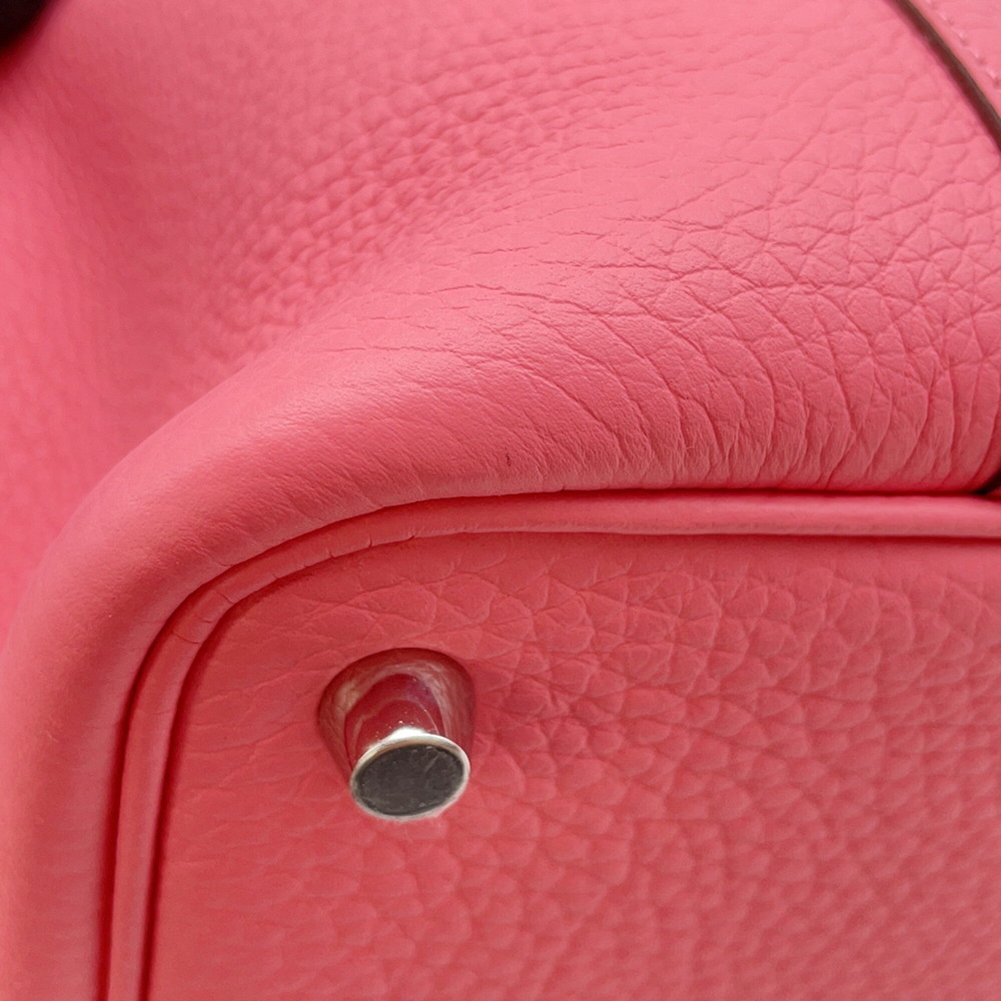 Hermes Rose Azalee Taurillon Clemence Leather Handbag (Pre-Owned)