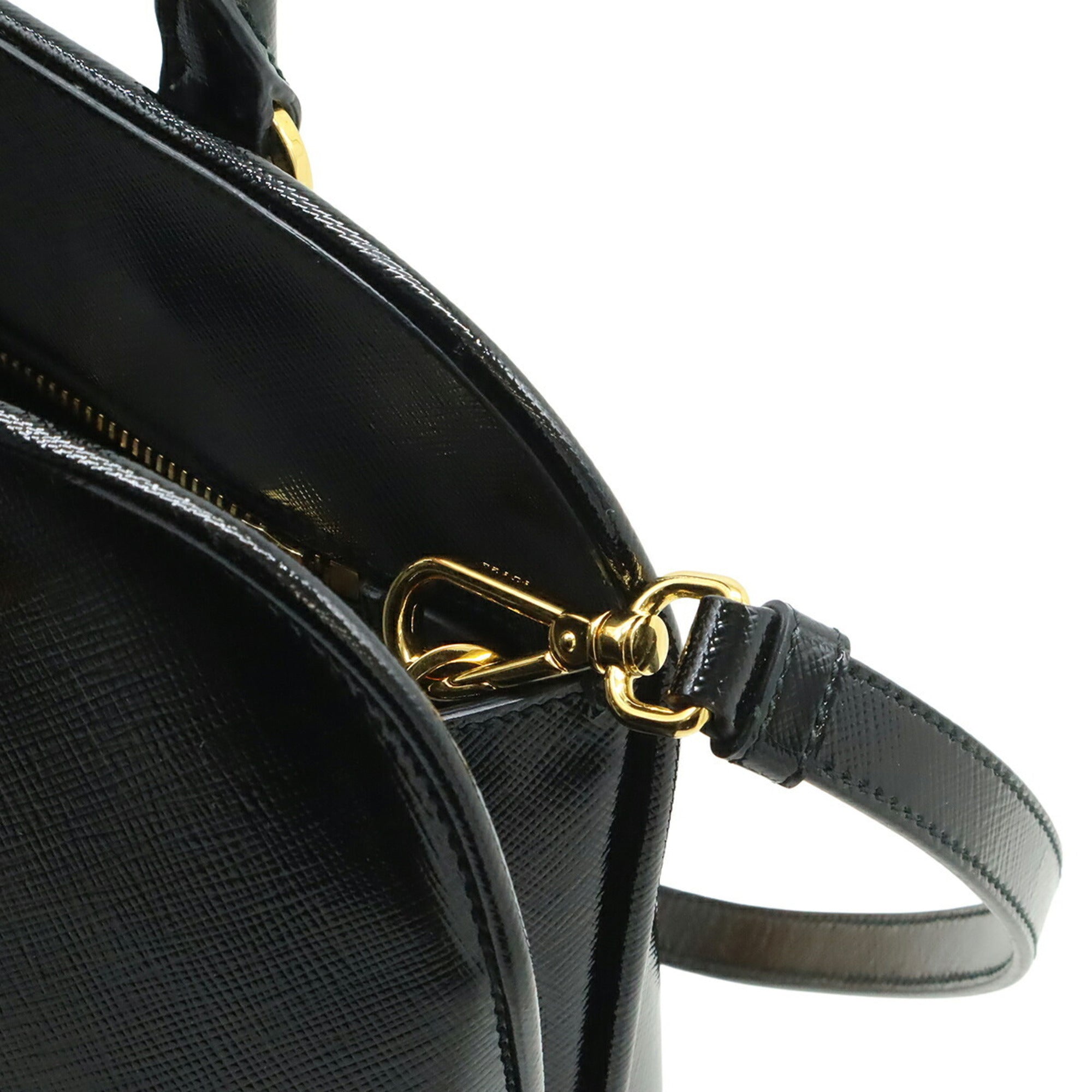 Prada Black Nero Patent Leather Handbag Shoulder Bag (Pre-Owned)