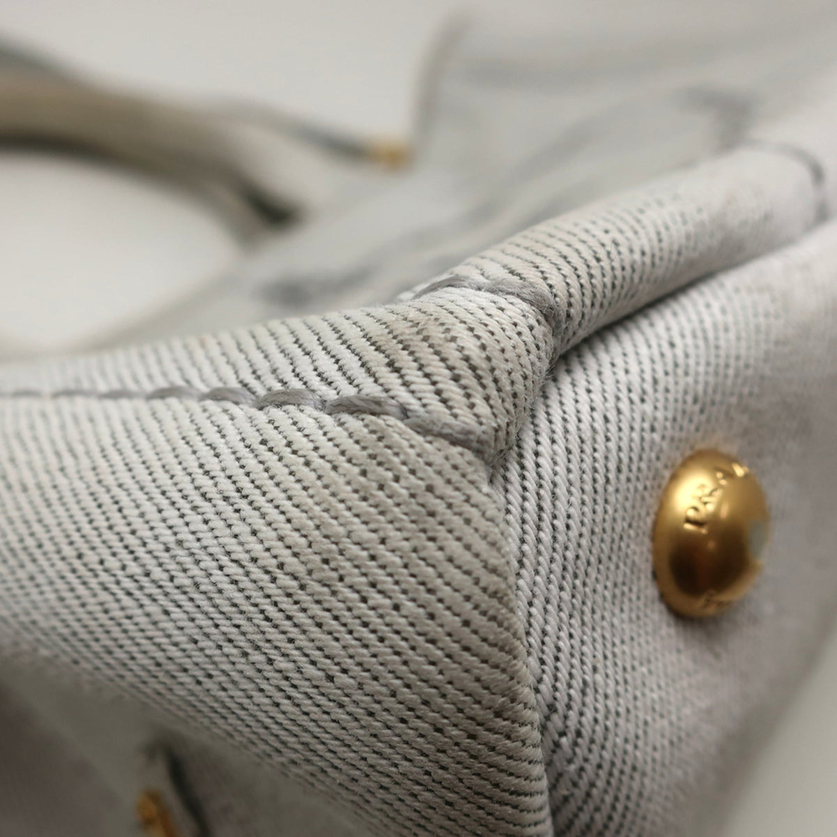 Prada Canapa Gold Cotton Canvas Handbag (Pre-Owned)