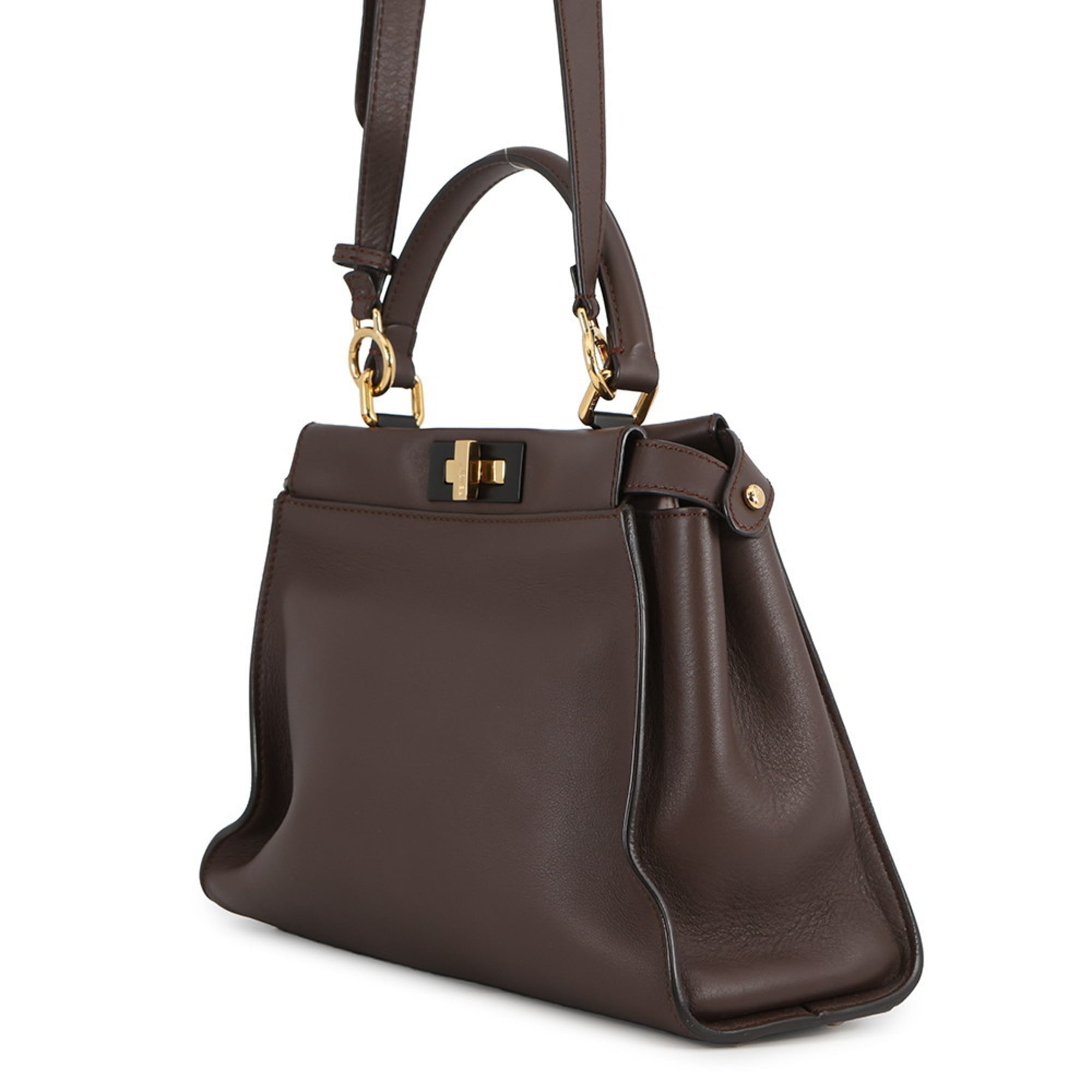 Fendi Brown Leather Handbag Shoulder Bag (Pre-Owned)