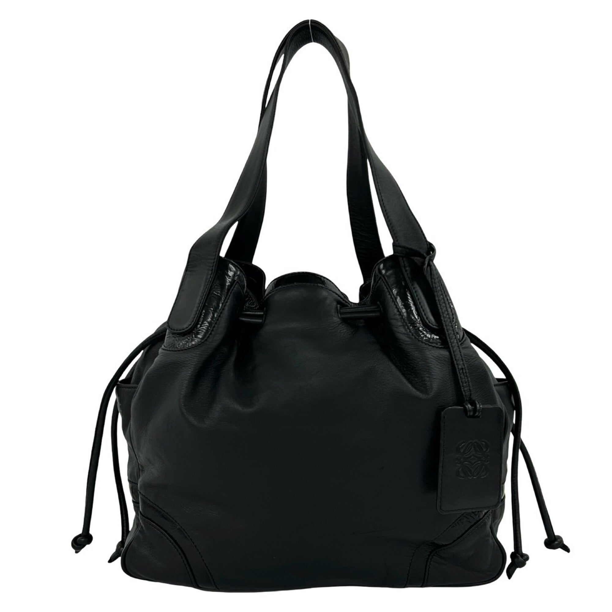 Loewe Black Leather Handbag Shoulder Bag Tote Bag (Pre-Owned)