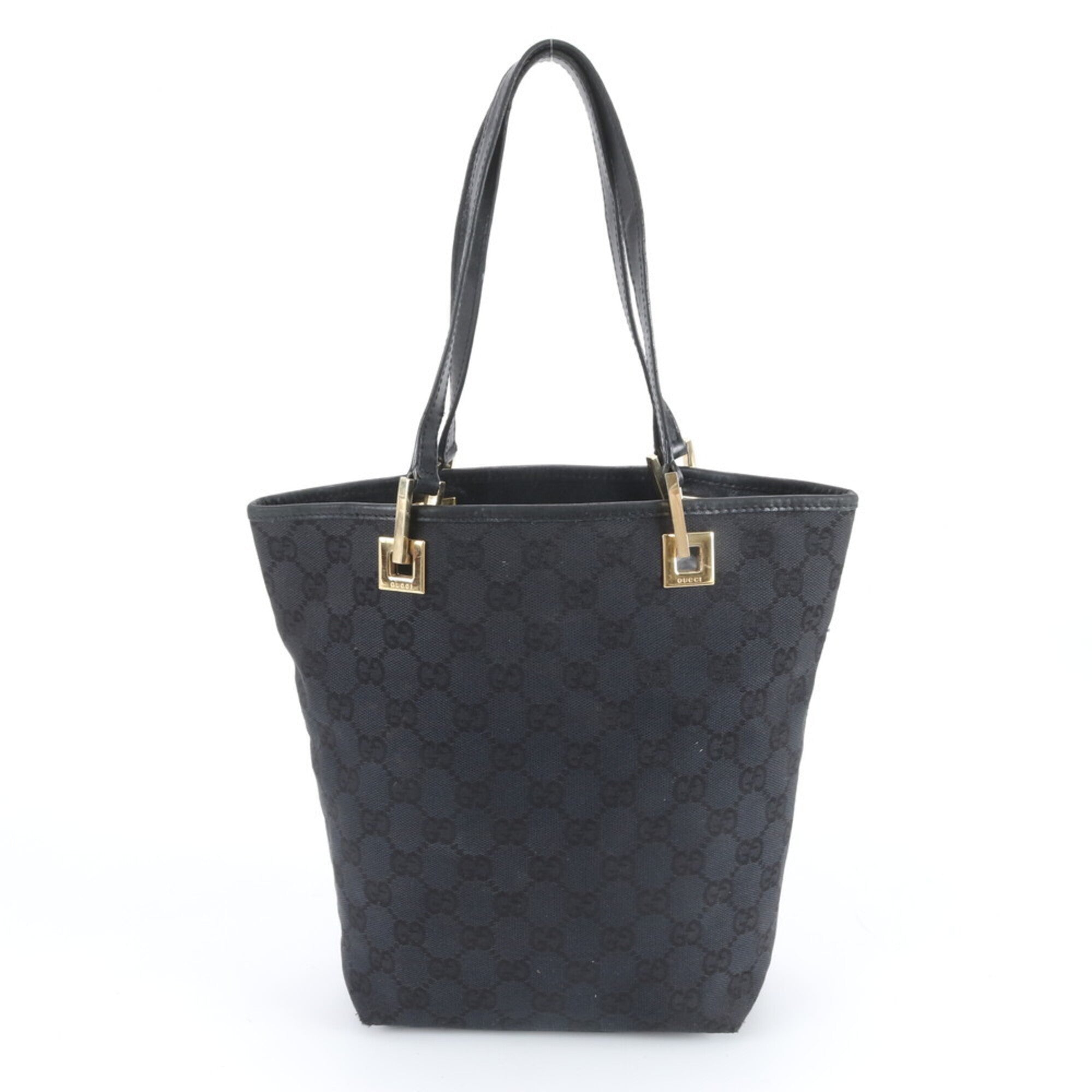 Gucci Black Canvas Leather Handbag Tote Bag (Pre-Owned)