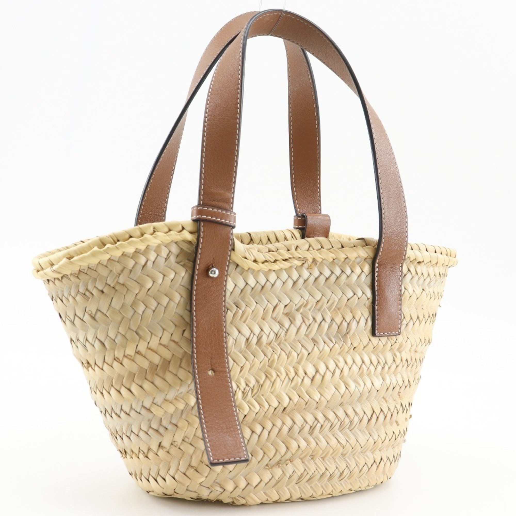 Loewe Beige Raffia Leather Basket Handbag (Pre-Owned)