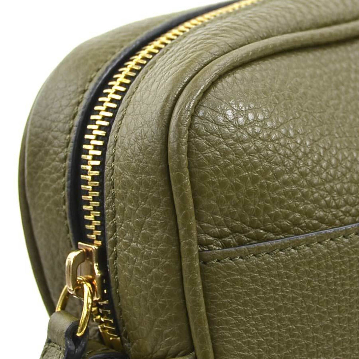 Versace Khaki Leather Shoulder Bag (Pre-Owned)