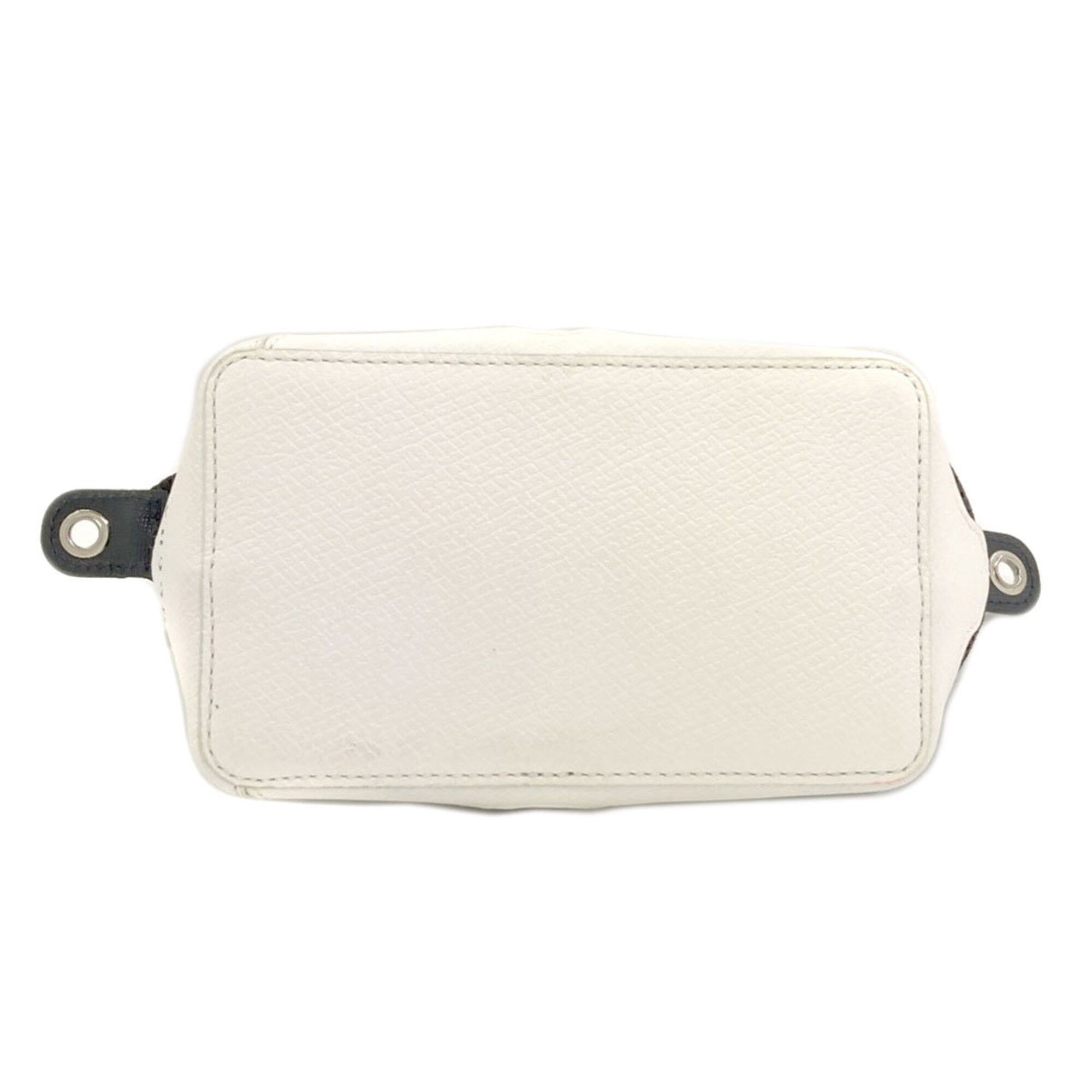 Longchamp Black White Polyester Handbag (Pre-Owned)