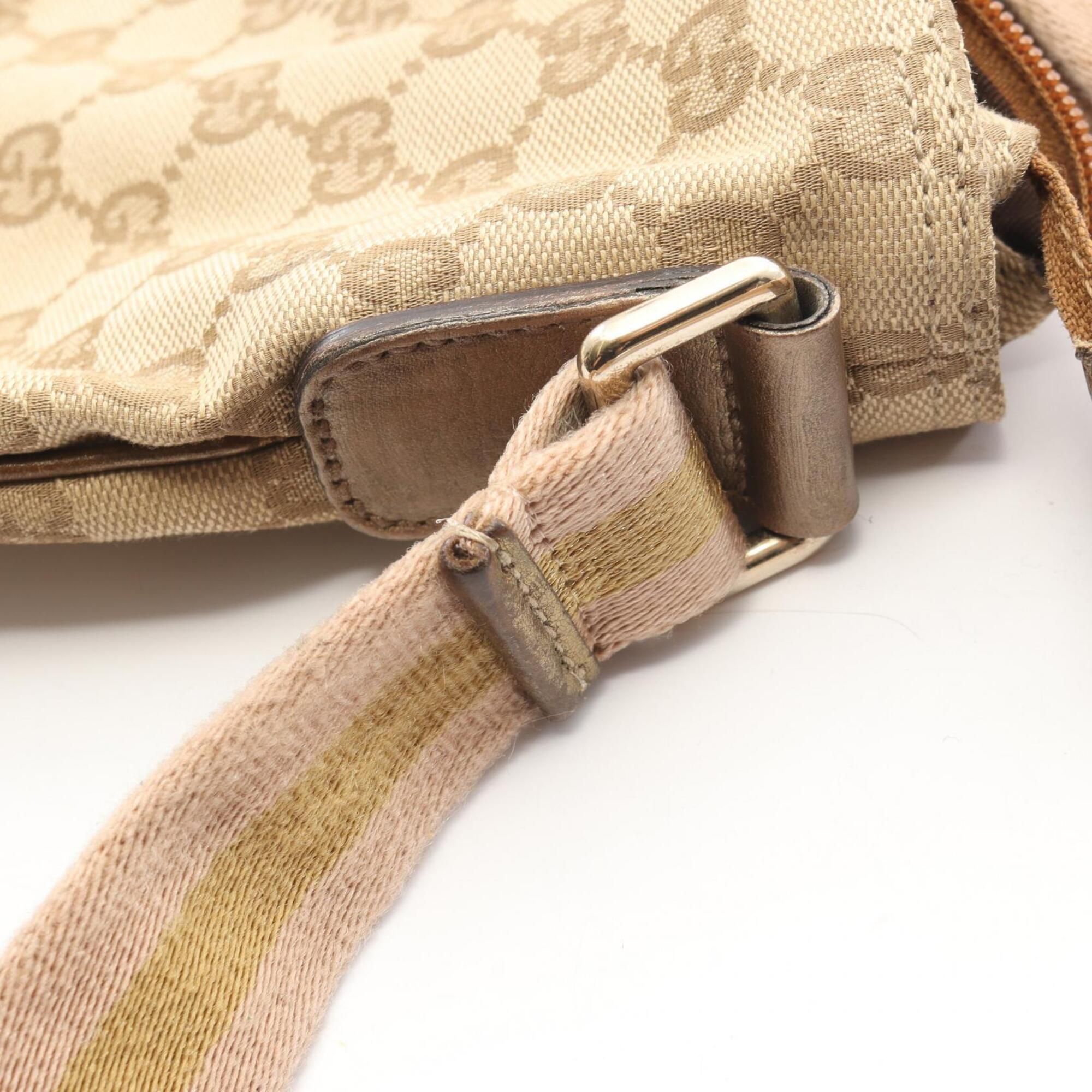 Gucci Beige Canvas Leather Handbag Shoulder Bag (Pre-Owned)