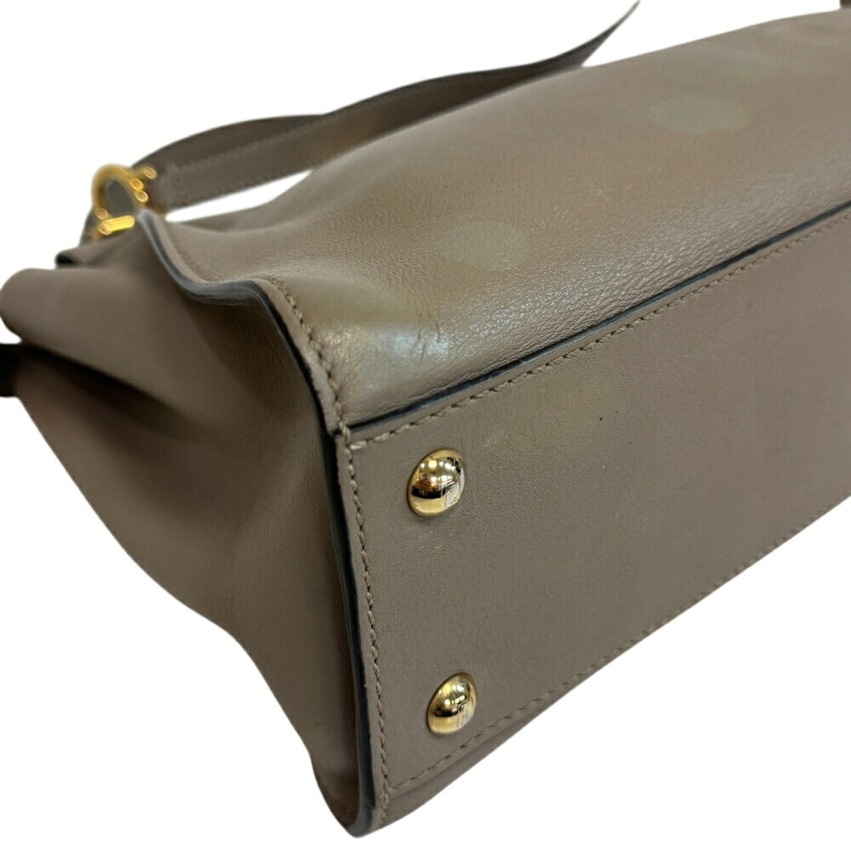 Fendi Gray Leather Handbag Shoulder Bag (Pre-Owned)