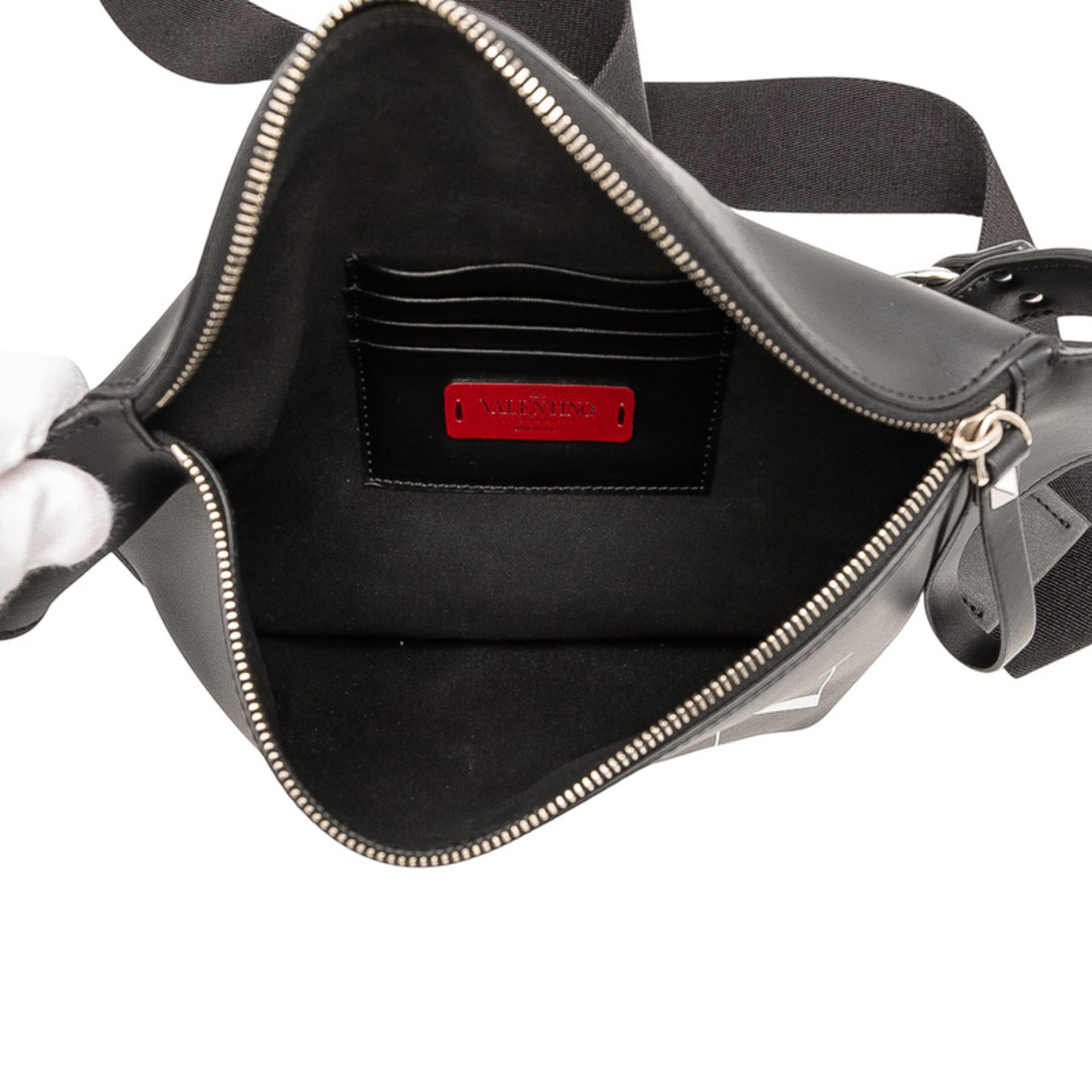 Valentino Black White Leather Sling Bag (Pre-Owned)