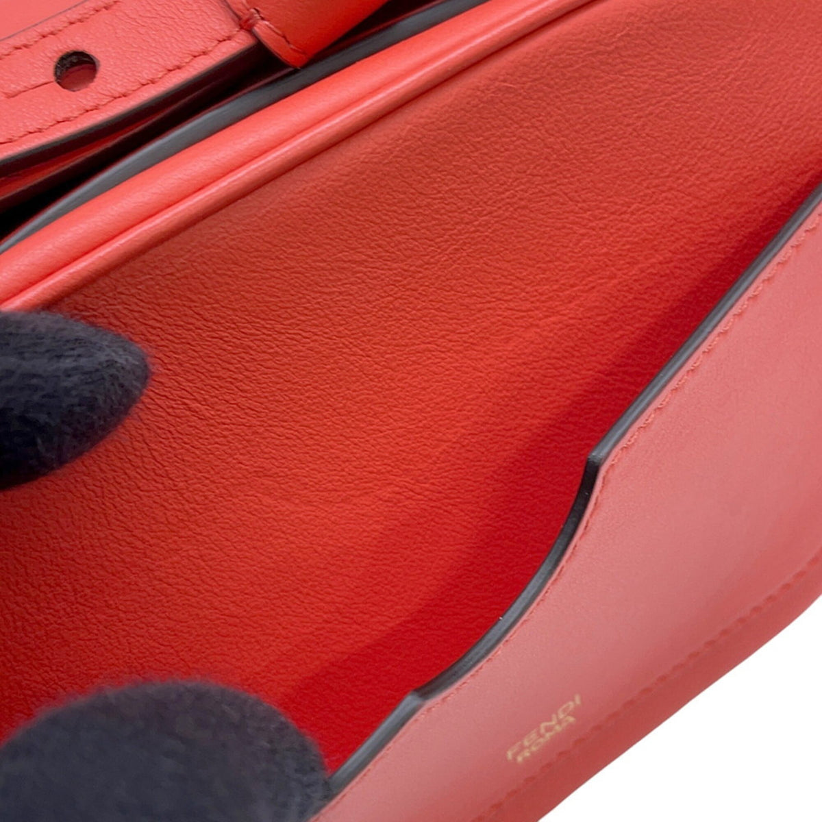 Fendi Red Color Leather Suede Handbag (Pre-Owned)