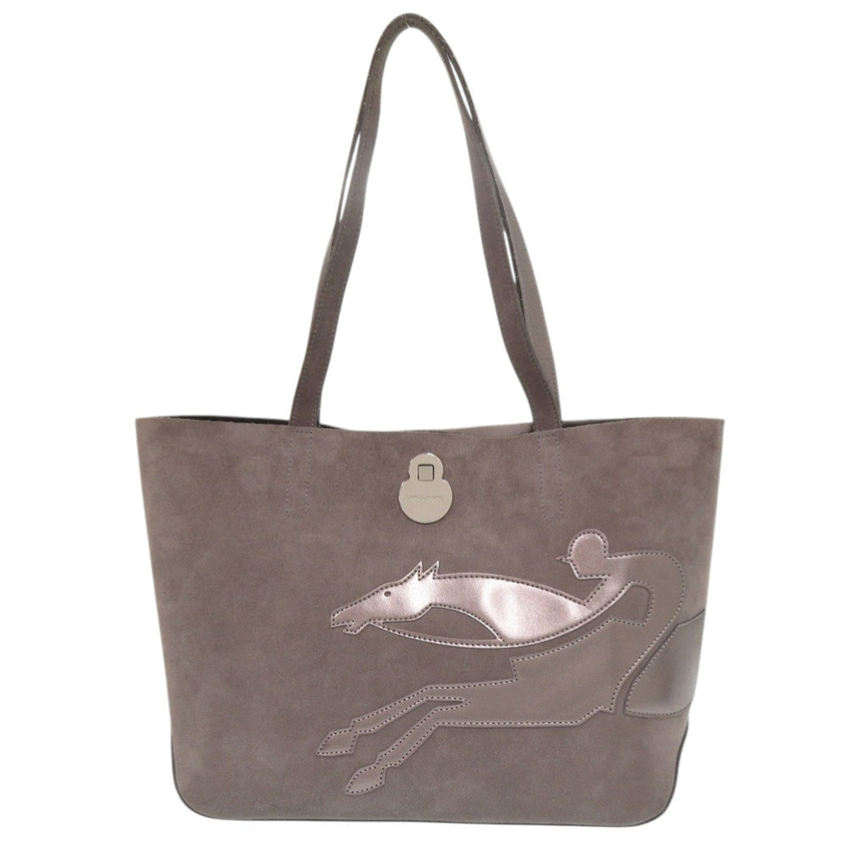 Longchamp Gray Suede Tote Bag (Pre-Owned)
