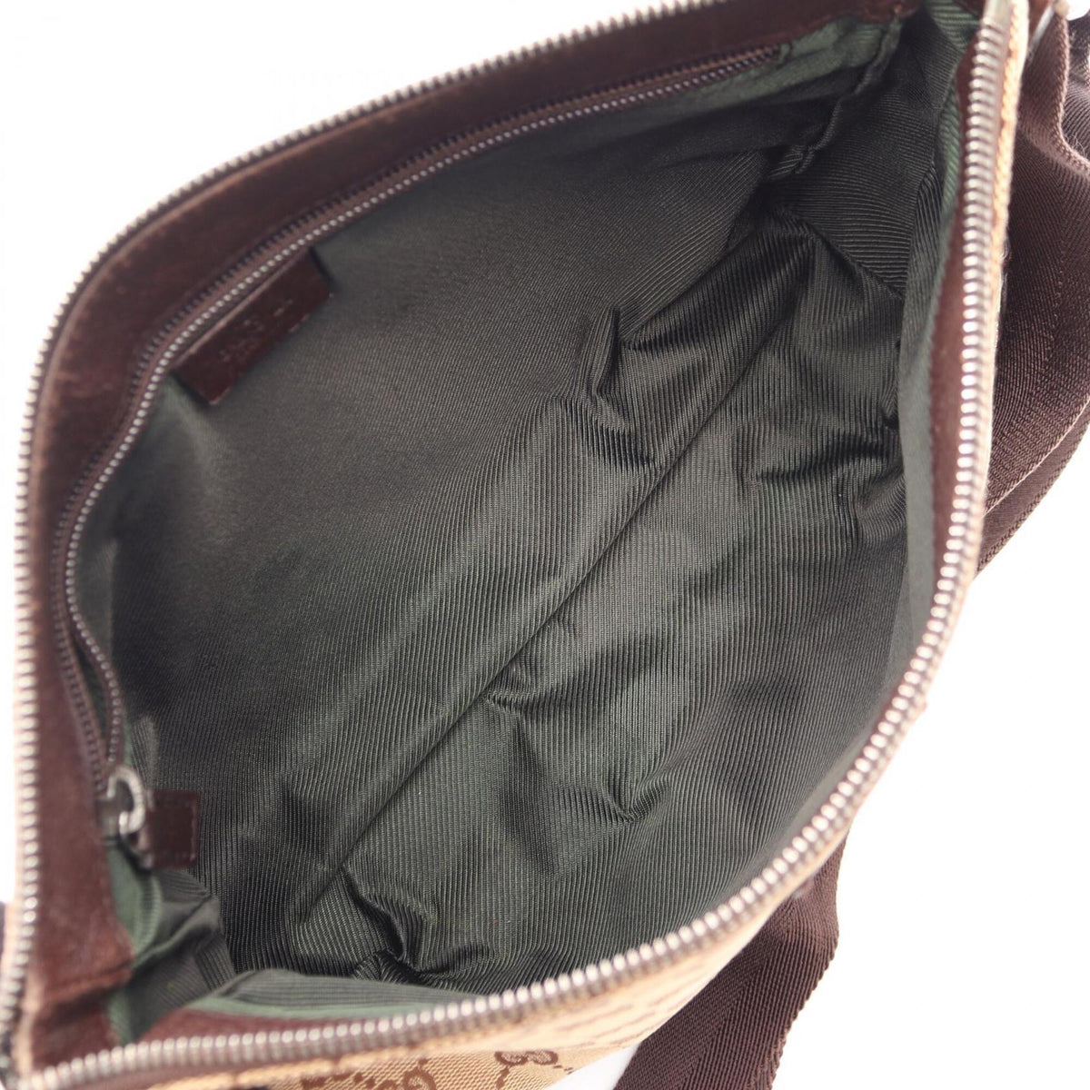 Gucci Beige Brown Canvas Leather Handbag Shoulder Bag (Pre-Owned)