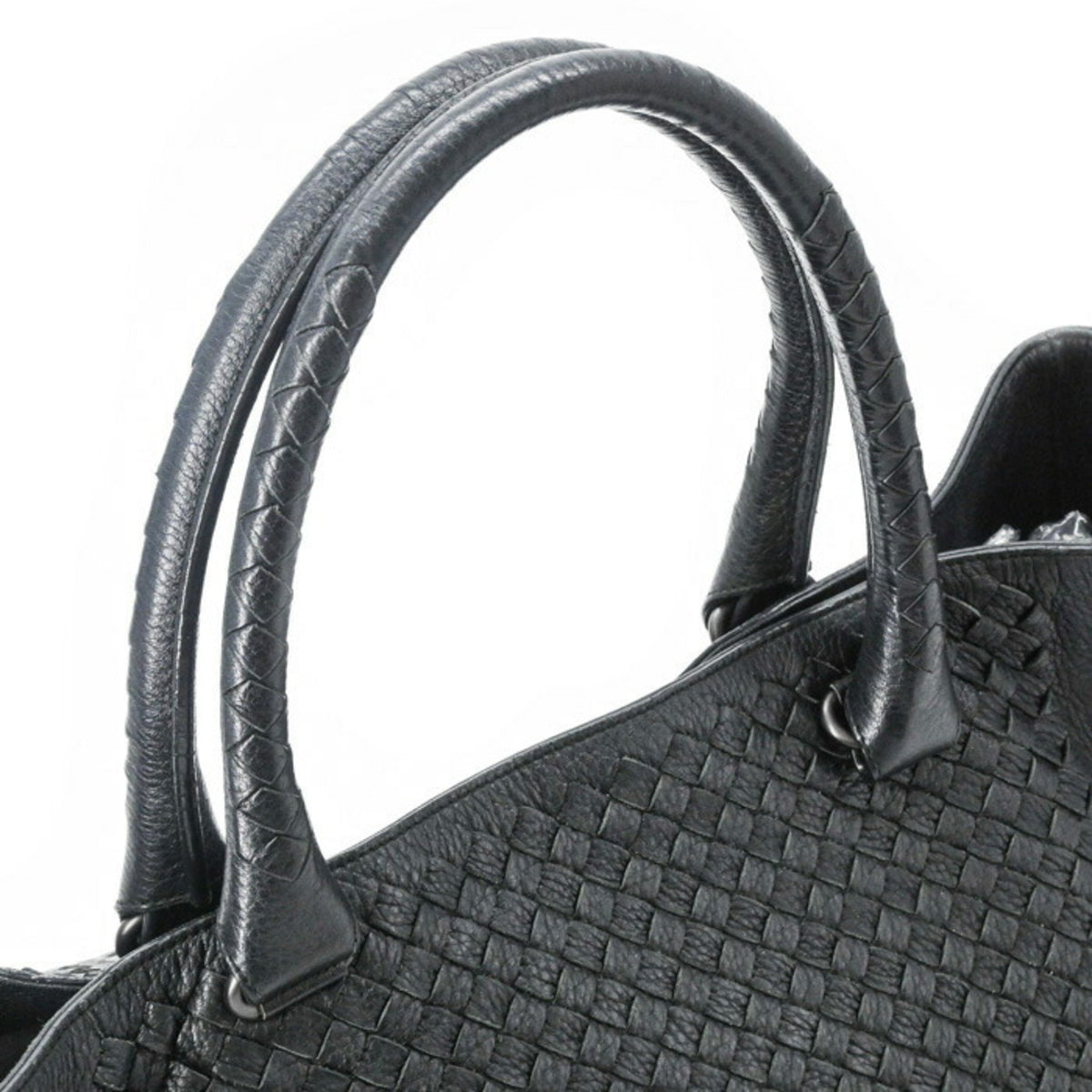 Bottega Veneta Intrecciato Black Intrecciato Handbag Tote Bag (Pre-Owned)