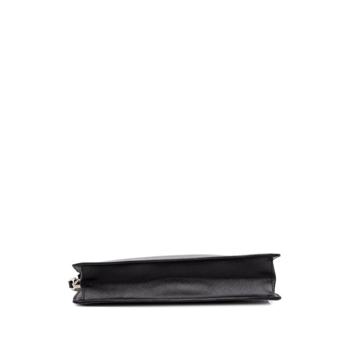Prada Black Saffiano Triangle Leather Clutch Bag (Pre-Owned)