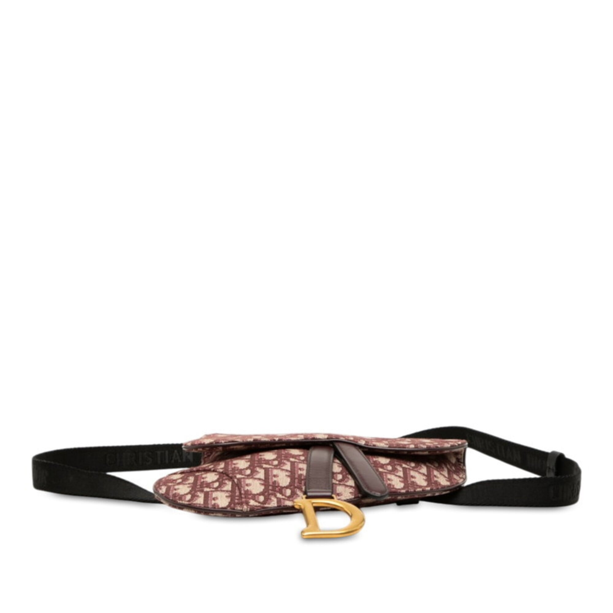 Christian Dior Beige Red Color Wine Canvas Leather Sling Bag (Pre-Owned)