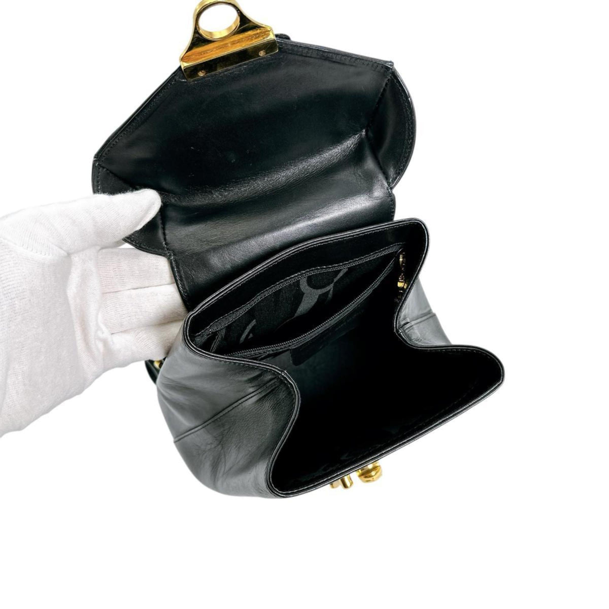 Salvatore Ferragamo Black Leather Backpack (Pre-Owned)