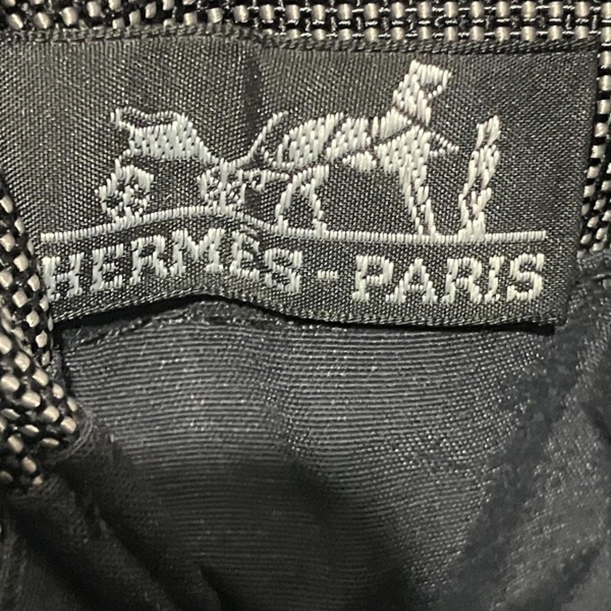 Hermes Her Line Black Canvas Handbag Shoulder Bag (Pre-Owned)