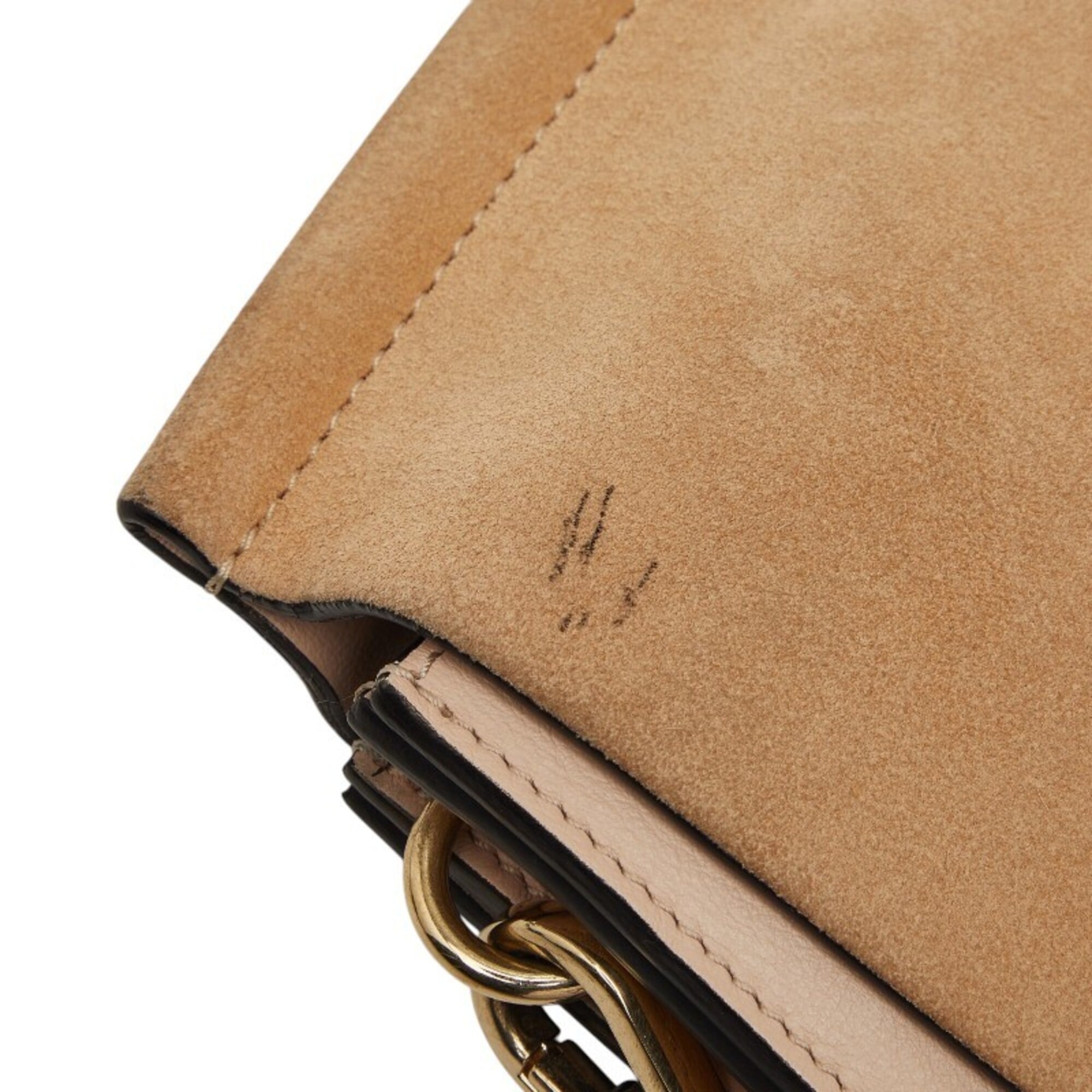 Chloé Beige Pink Leather Suede Shoulder Bag (Pre-Owned)
