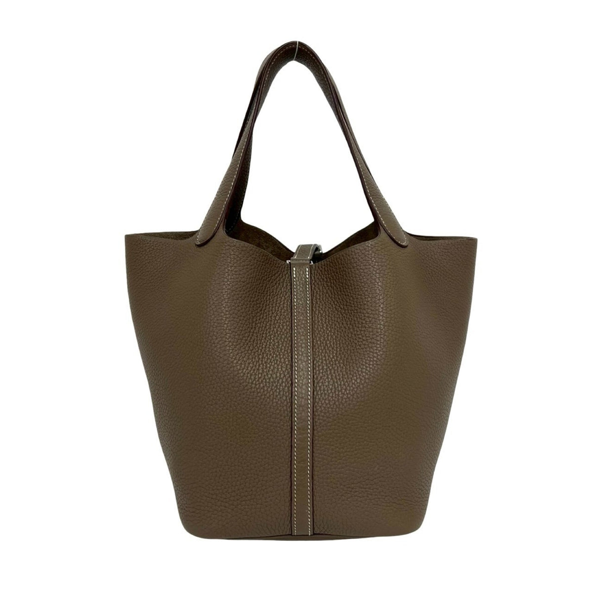 Hermes Beige Taurillon Clemence Leather Handbag Tote Bag (Pre-Owned)