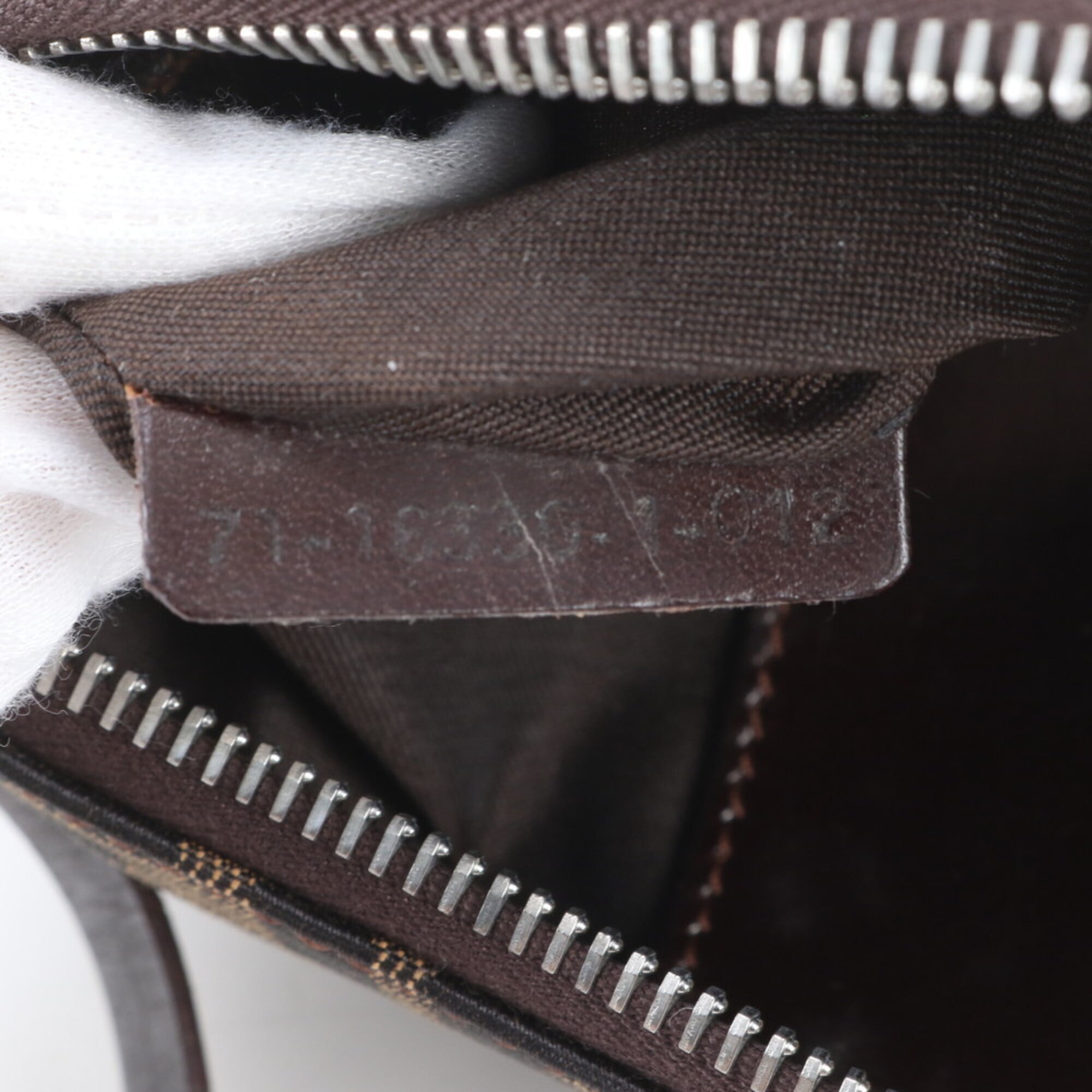 Fendi Zucca Black Brown Leather Canvas Shoulder Bag (Pre-Owned)