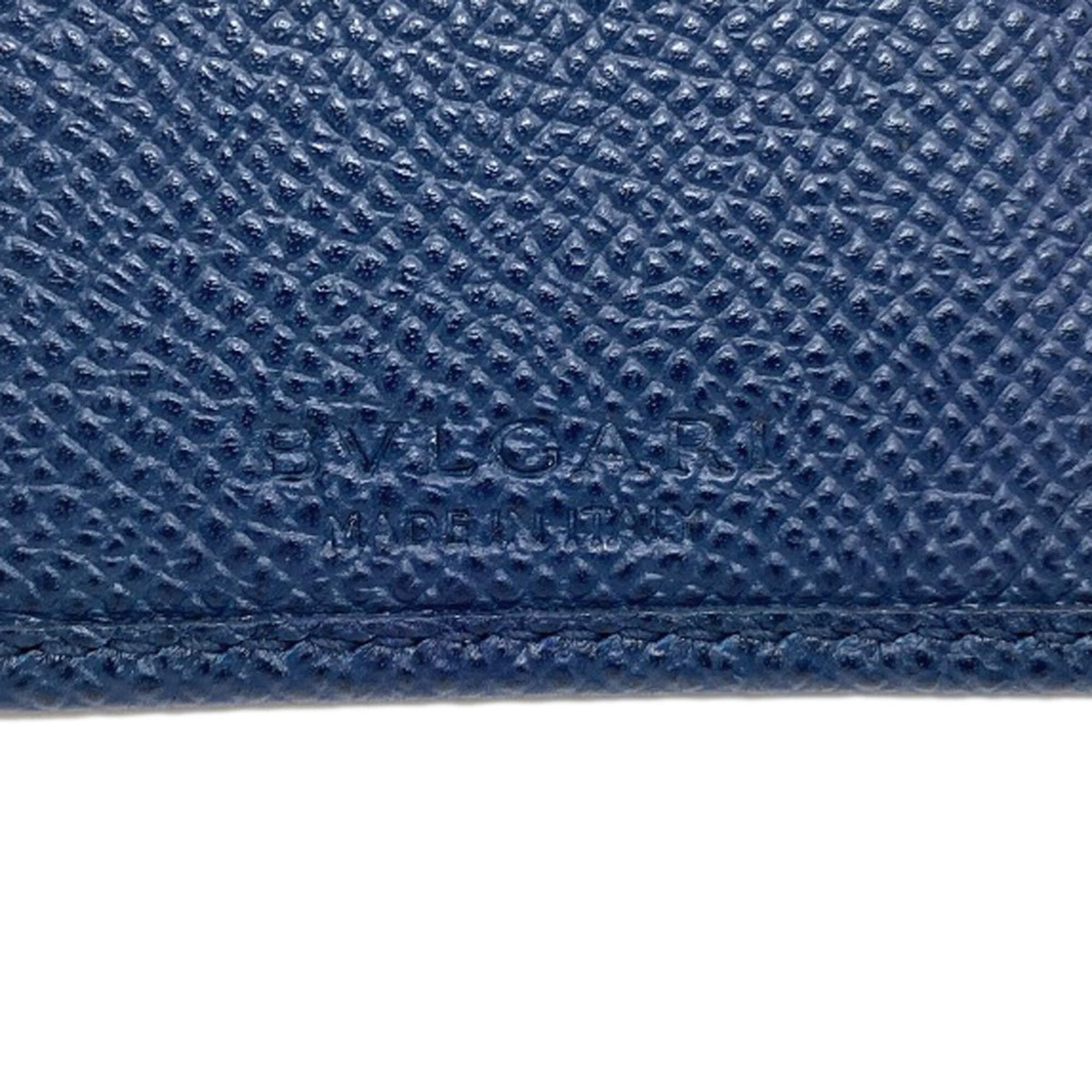Bvlgari Bvlgari Bvlgari Navy Leather Long Wallet (Bi-Fold) (Pre-Owned)