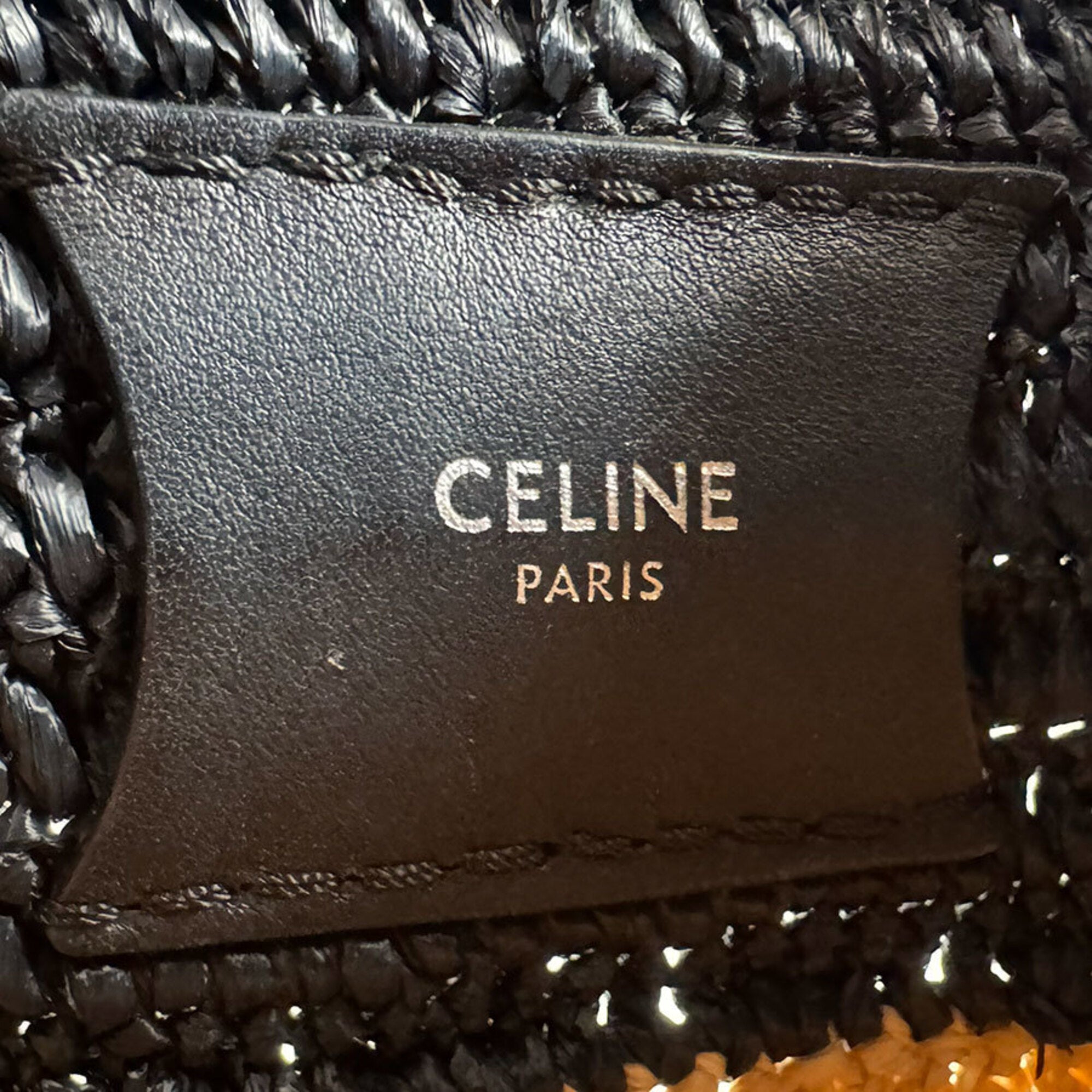 Celine Black Raffia Leather Handbag Shoulder Bag (Pre-Owned)