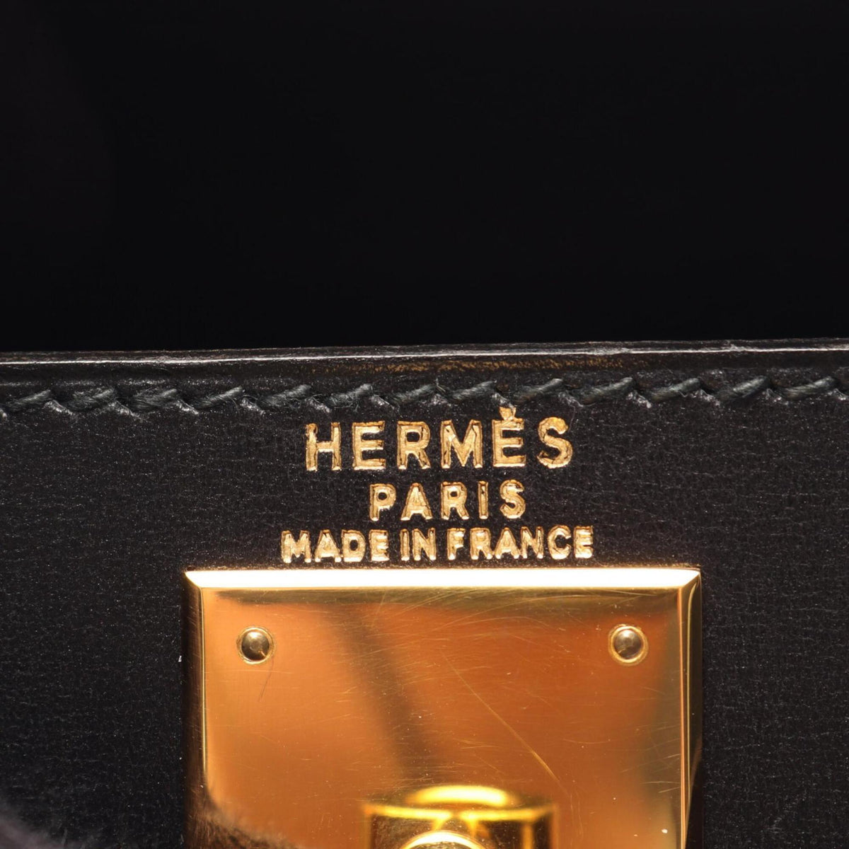Hermes Black Box Calf Leather Leather Handbag (Pre-Owned)