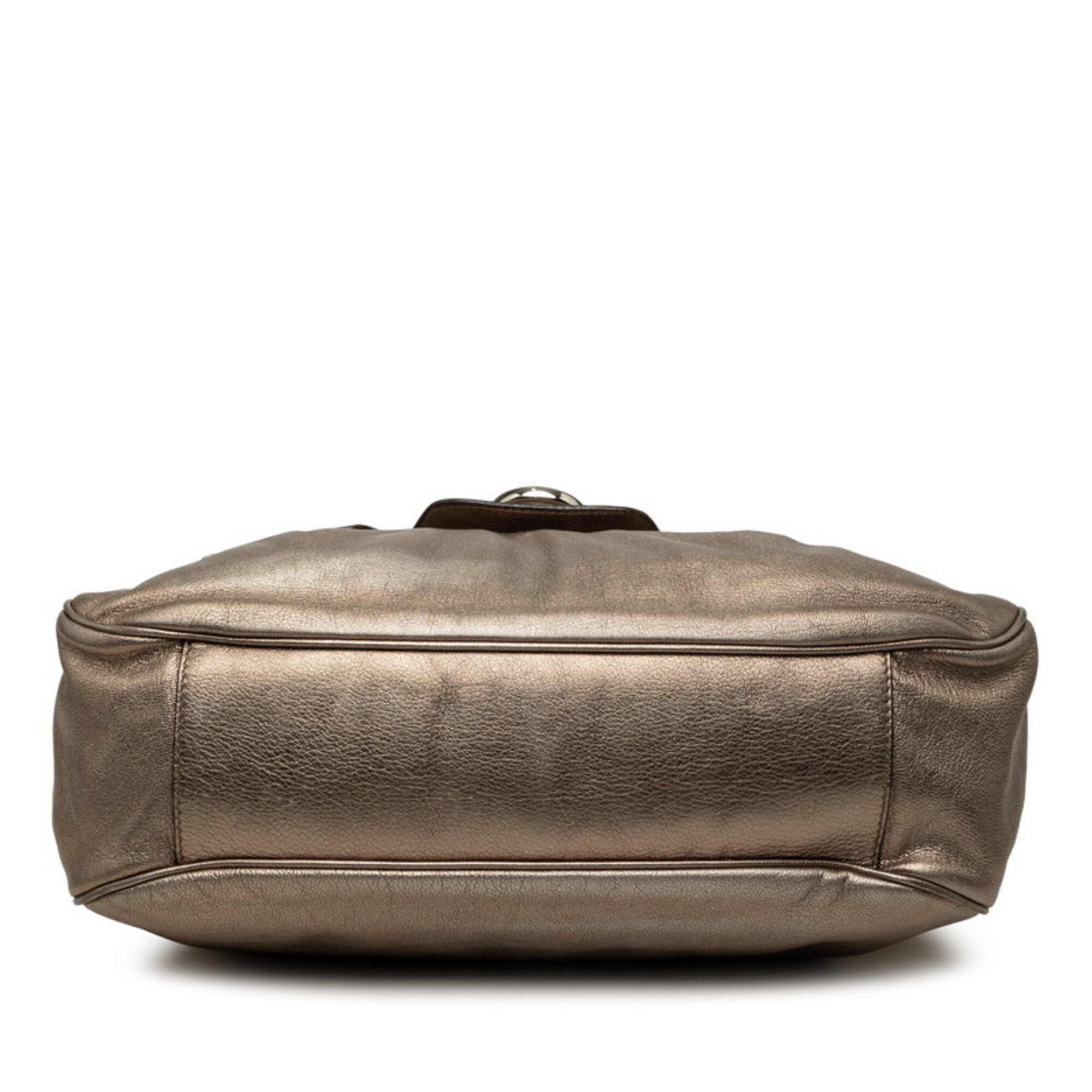 Salvatore Ferragamo Gancini Gold Leather Handbag (Pre-Owned)